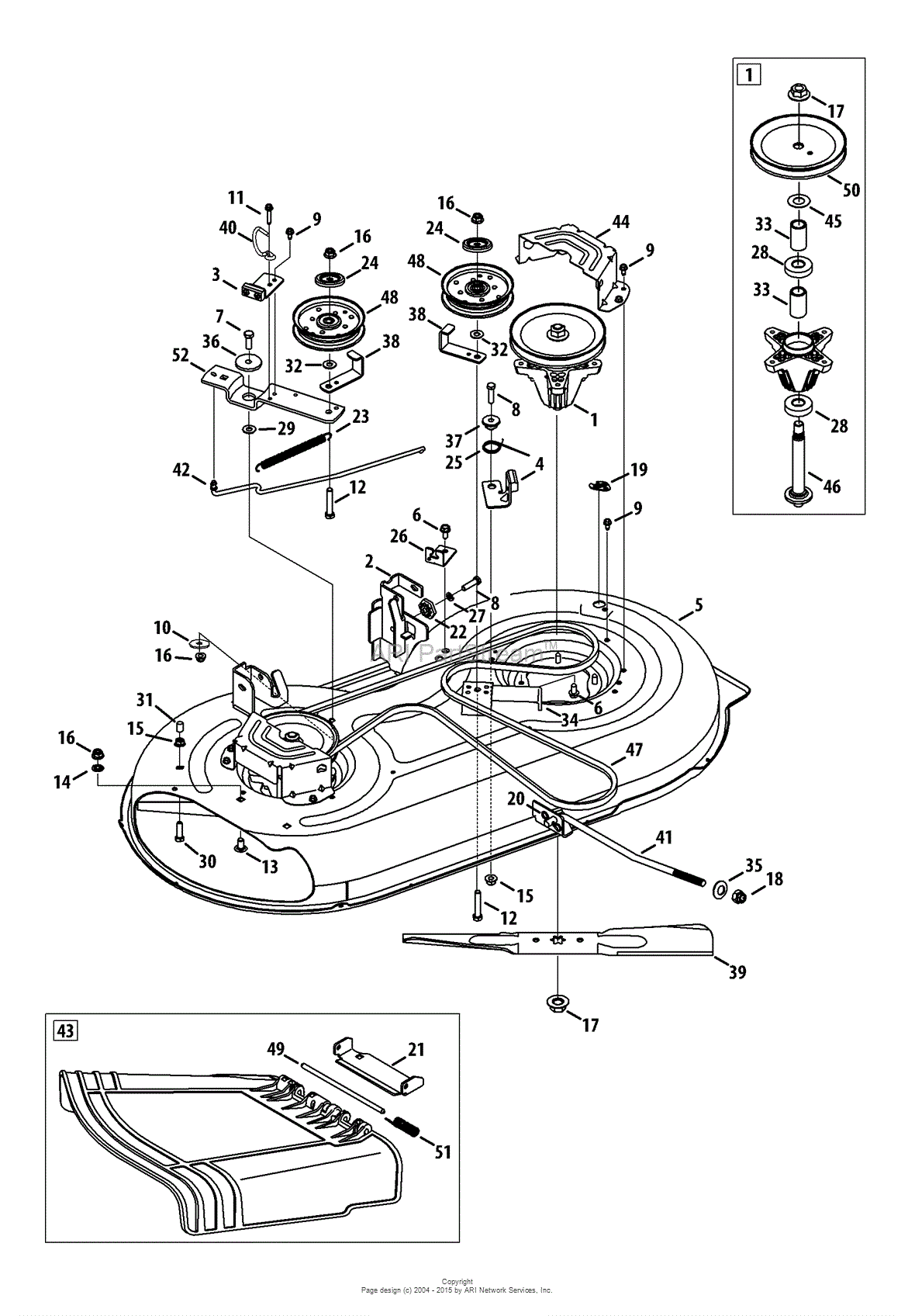 Craftsman lt 1500 store mower deck parts