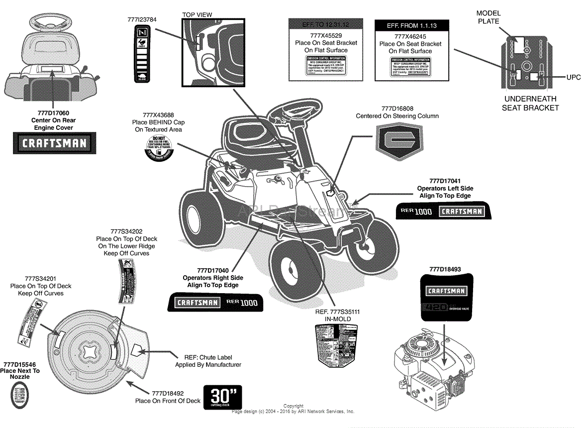 MTD 13B226JD099 (247.290000) (RER1000) (2013) Parts Diagram for Label Map