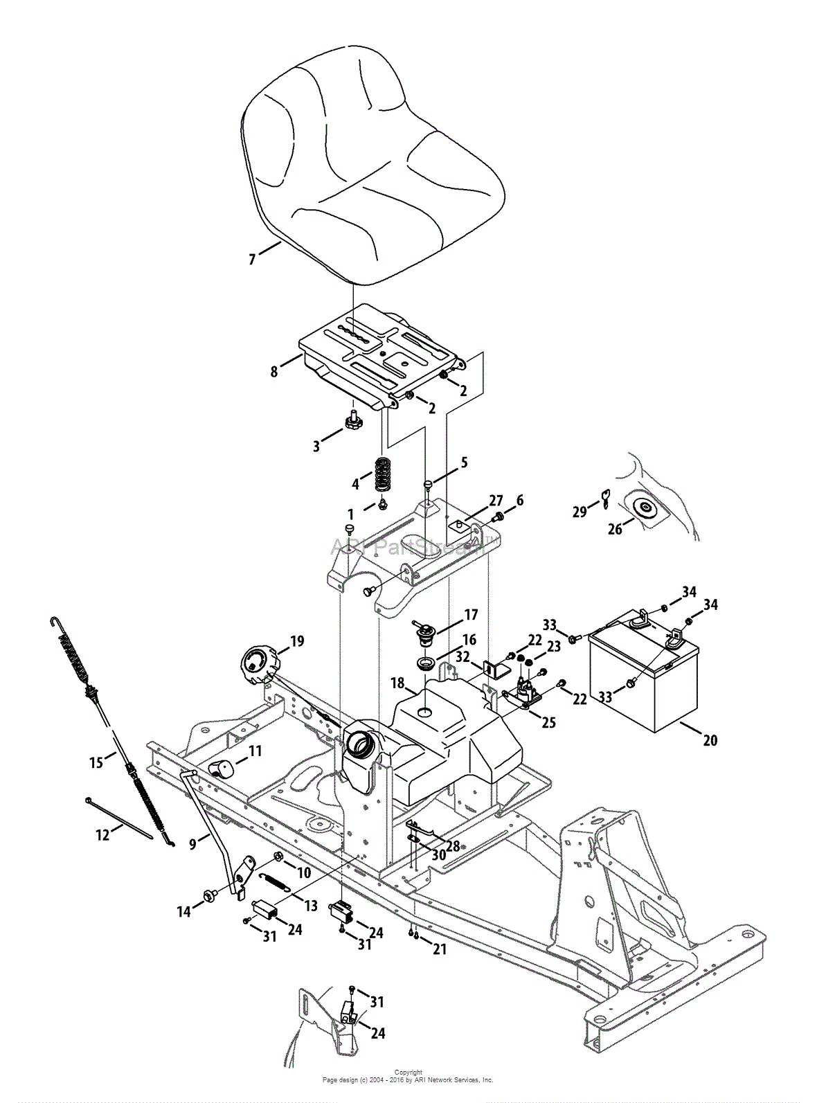 MTD 13B226JD099 (247.290000) (RER1000) (2013) Parts Diagram for Seat ...