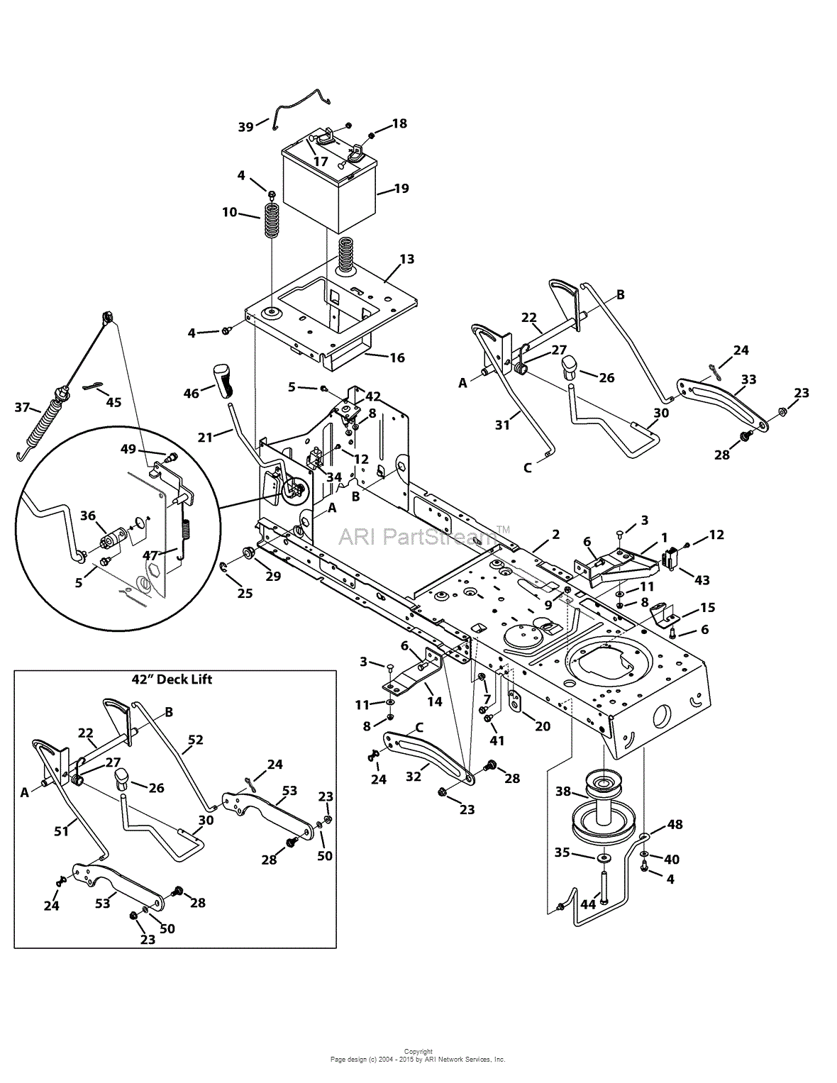 MTD 13A277XS099 (247.203700) (T1000) (2014) Parts Diagram for Frame