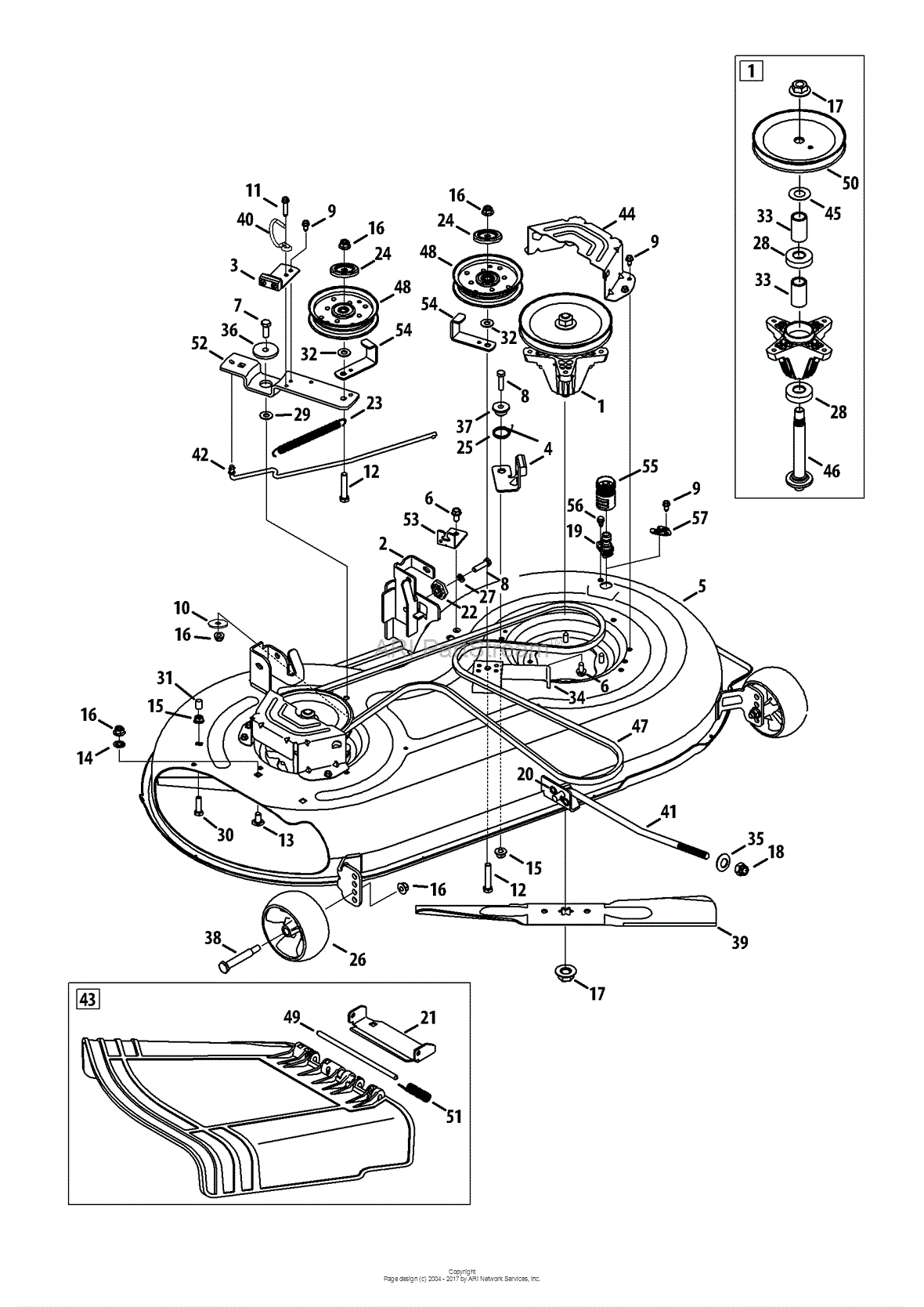 MTD 13A278XS299 (247.203770) (T1200) (2014) Parts Diagram for Mower Deck