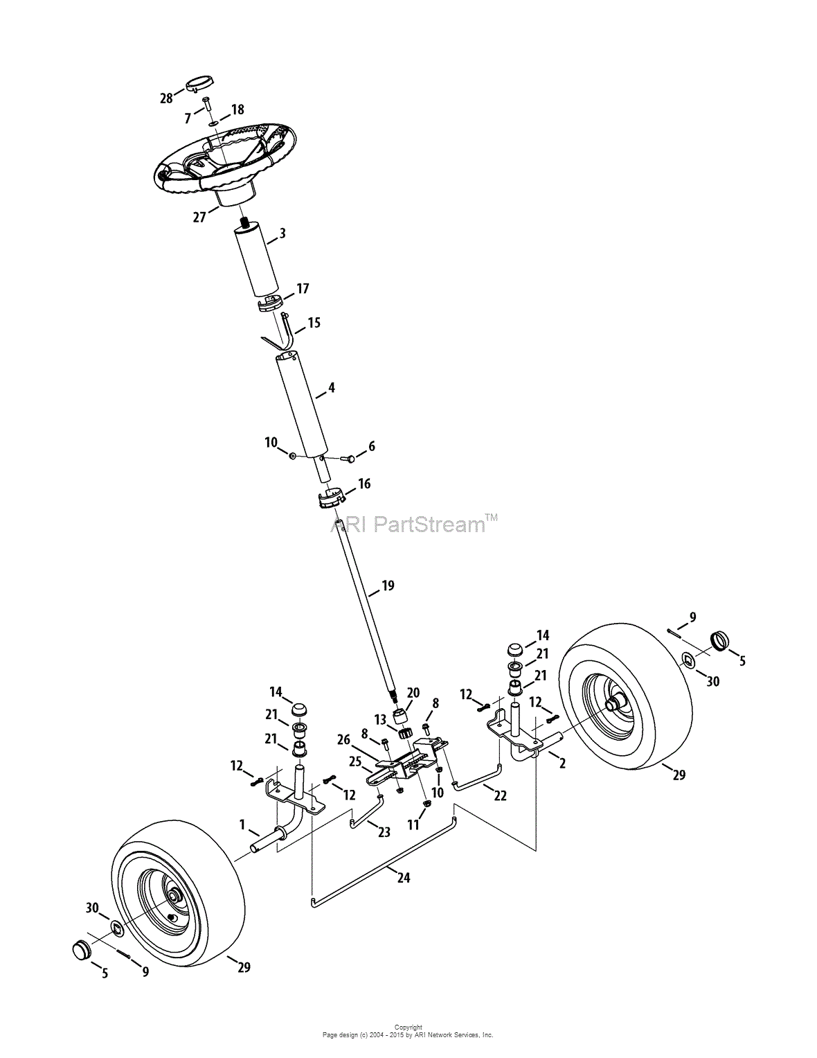 MTD 13B226JD099 (247.290000) (R1000) (2014) Parts Diagram for Steering