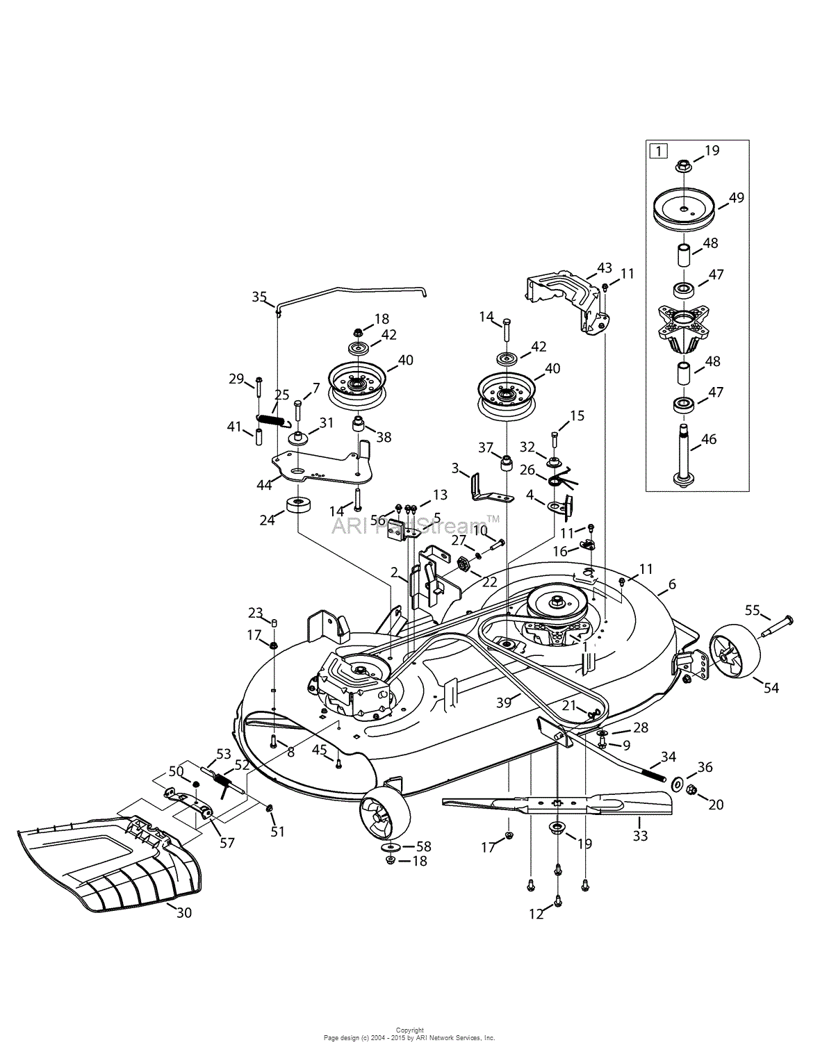 MTD 13A278XS099 (247.203723) (T1200) (2015) Parts Diagram for Mower Deck