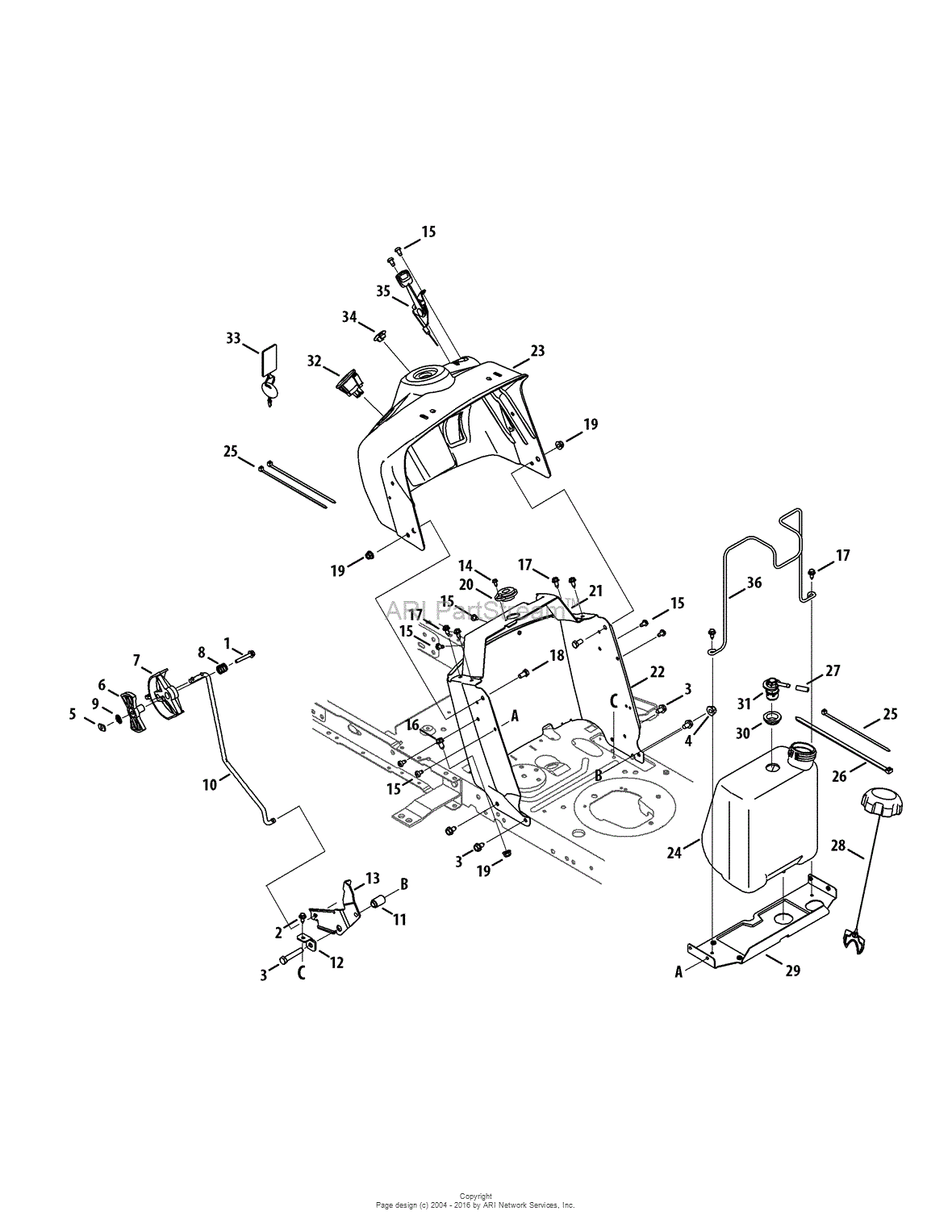 Mtd 13ad78xs099  247 203733   T1400   2015  Parts Diagram
