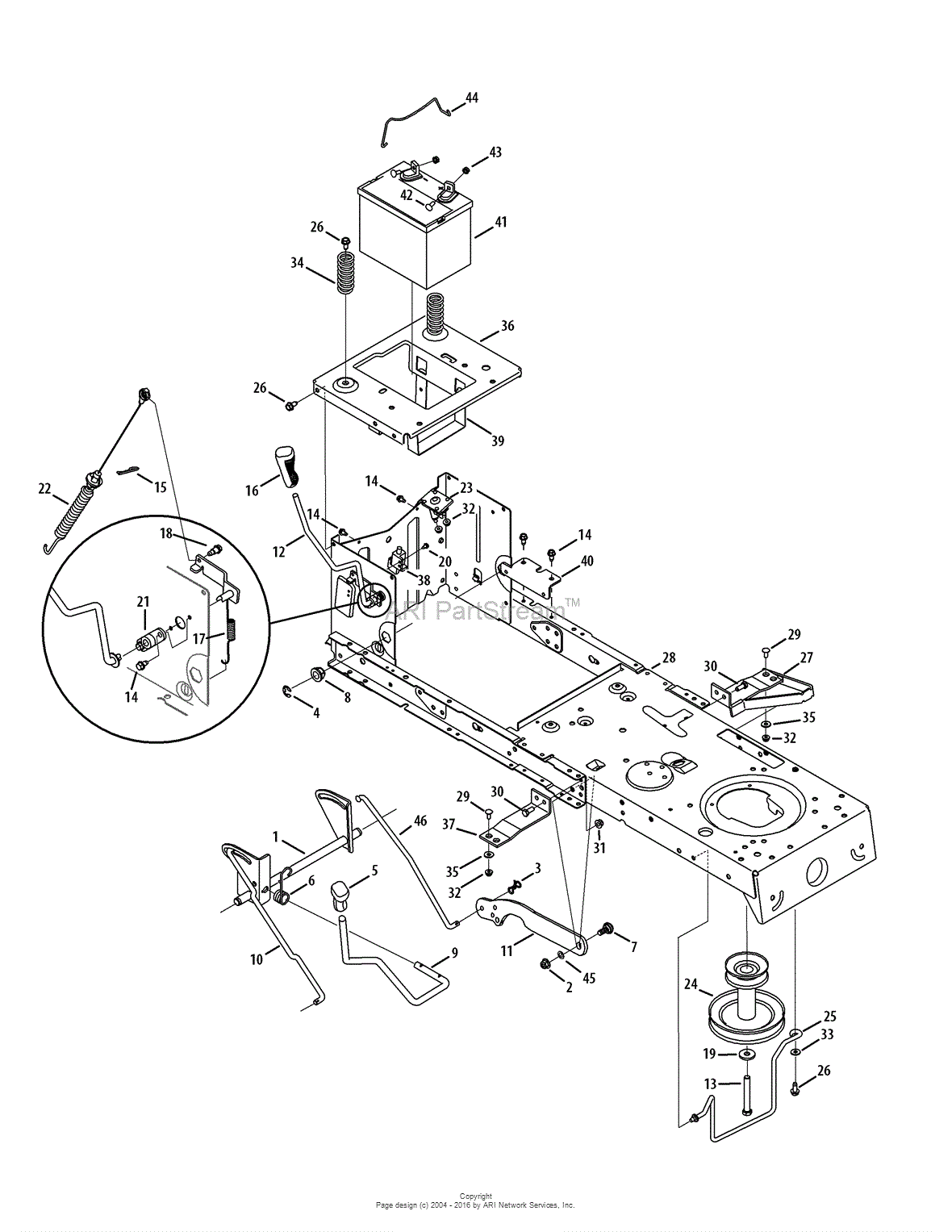 MTD 13AD78XS099 (247.203733) (T1400) (2015) Parts Diagram for Frame,PTO ...