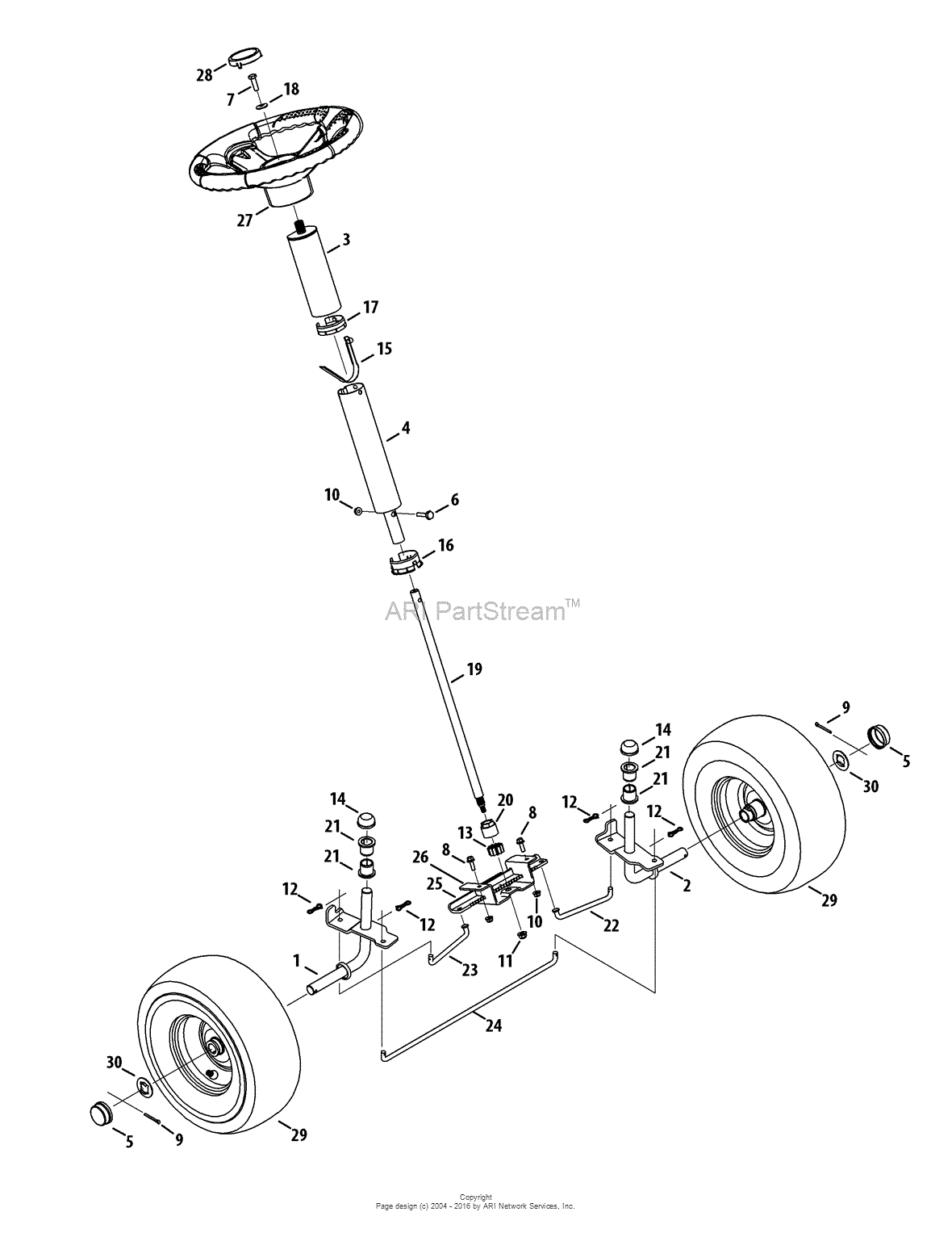 MTD 13B226JD299 (247.203690) (R1000) (2015) Parts Diagram for Steering