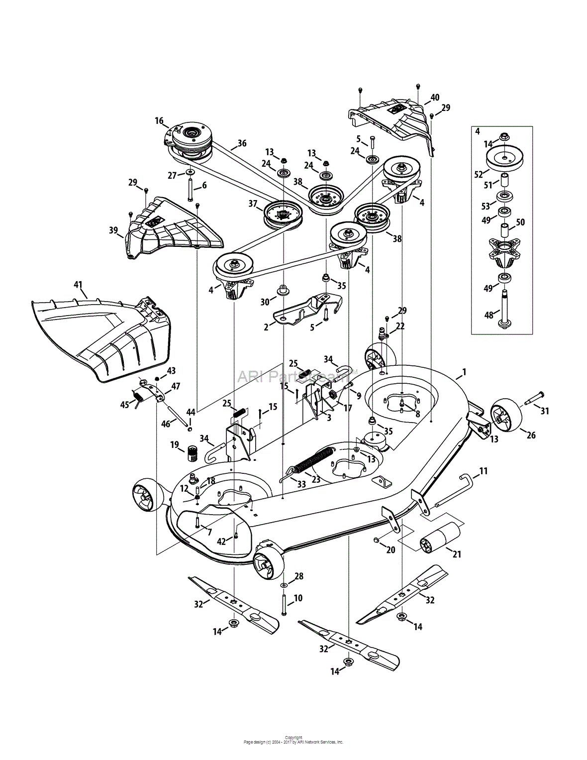 MTD 17ARCACW099 (247.204191) (Z6600) (2015) Parts Diagram for Mower Deck