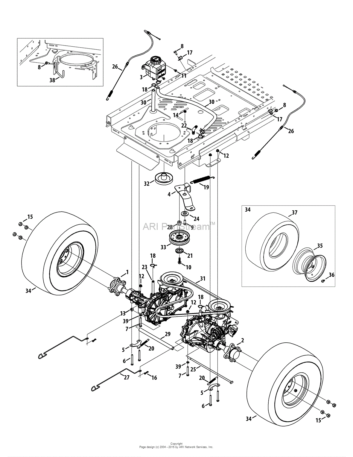 Craftsman rear wheel outlet drive lawn mower parts