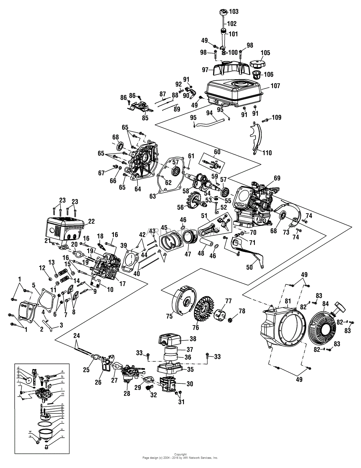 MTD 21A-34M5099 (247.29934) (2010) Parts Diagram for Engine Assembly ...