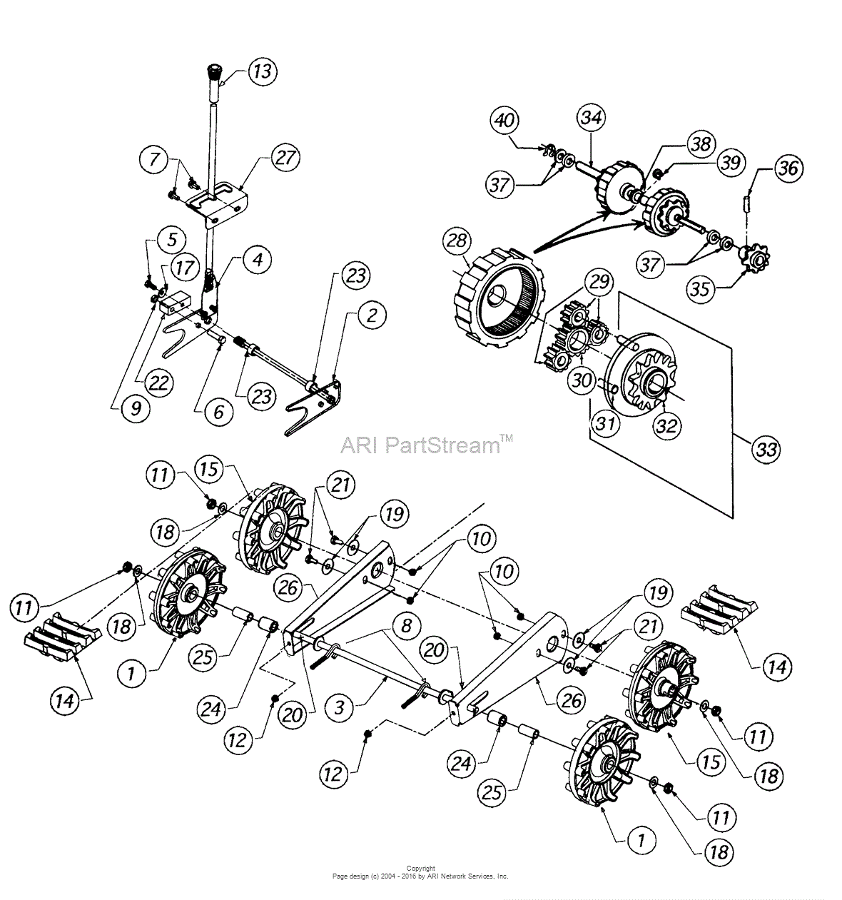 MTD 31AE7C8F099 (247.888500) (1998) Parts Diagram for Track Drive