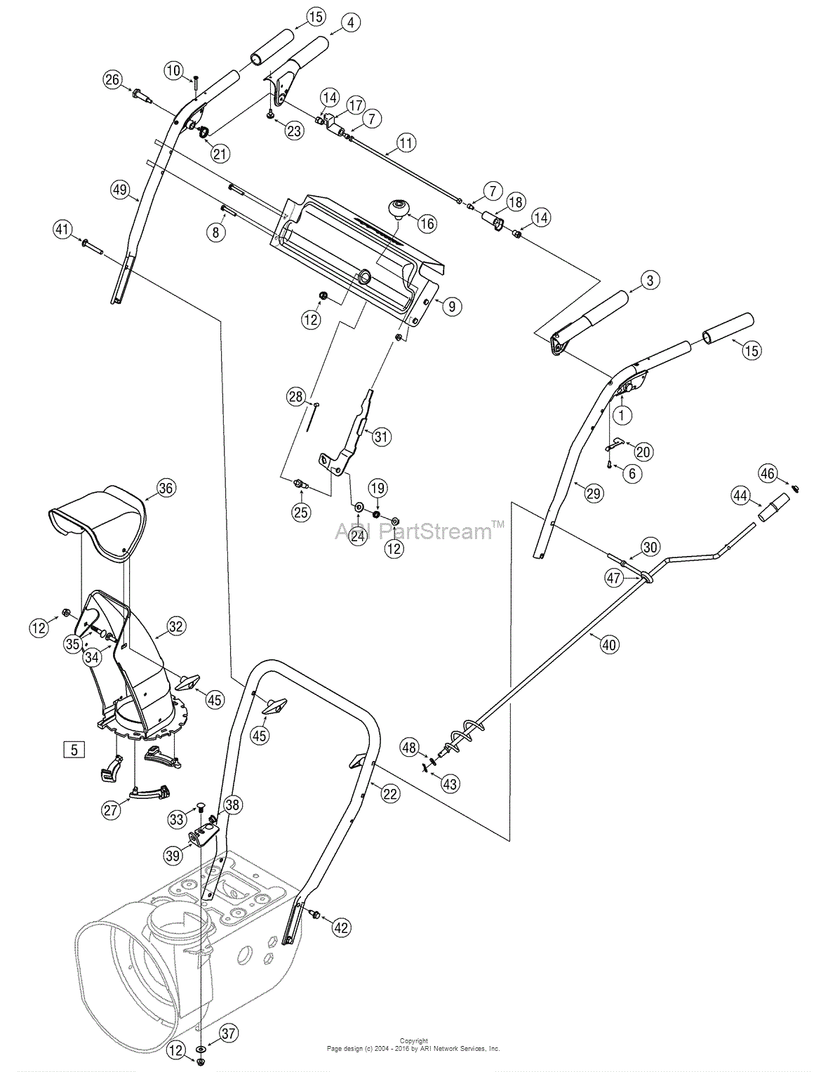 MTD 31AS6HEG799 (247.881900) (2007) Parts Diagram for Handlebar Assembly