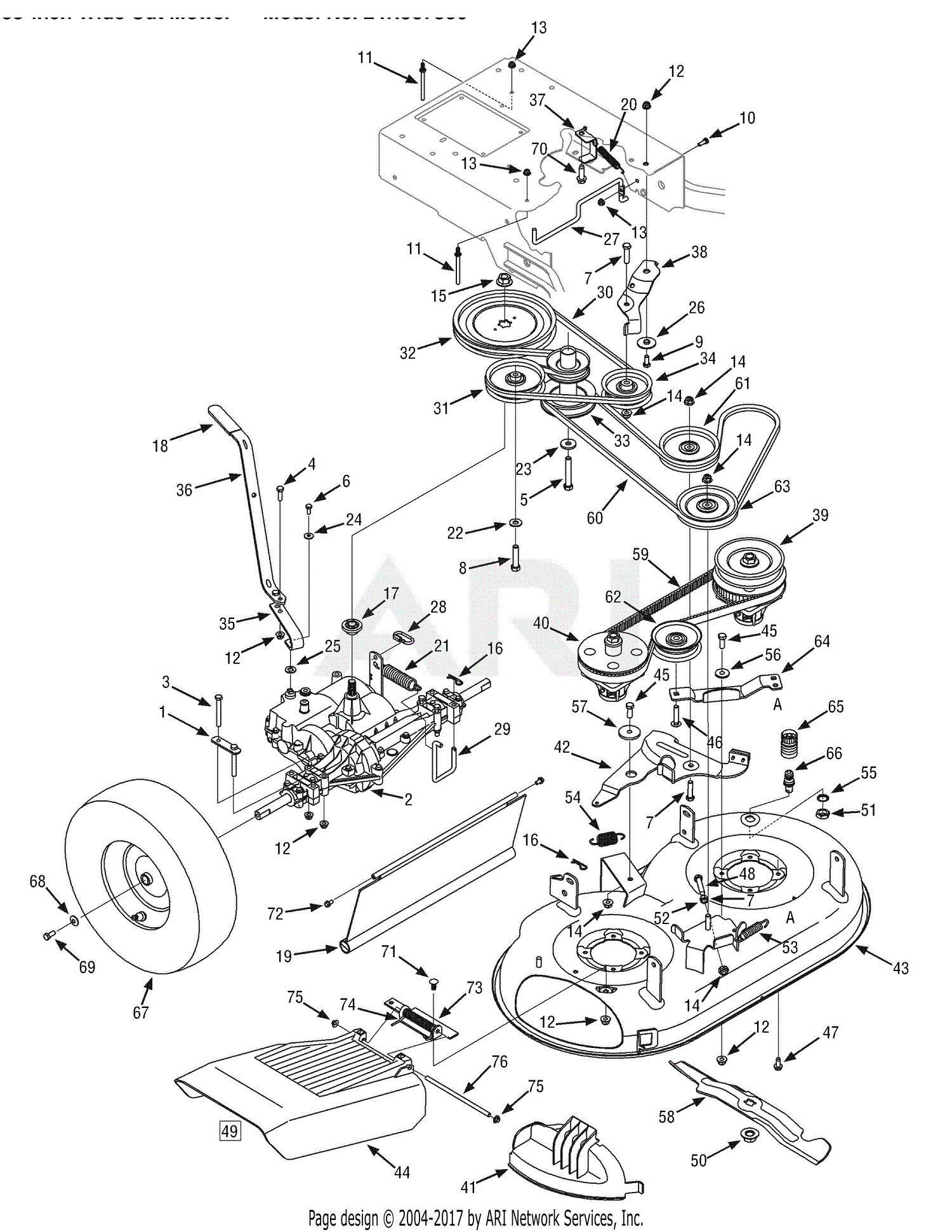 MTD 12A-764M099 (247.887330) (2009) Parts Diagram for Deck & Drive Assembly