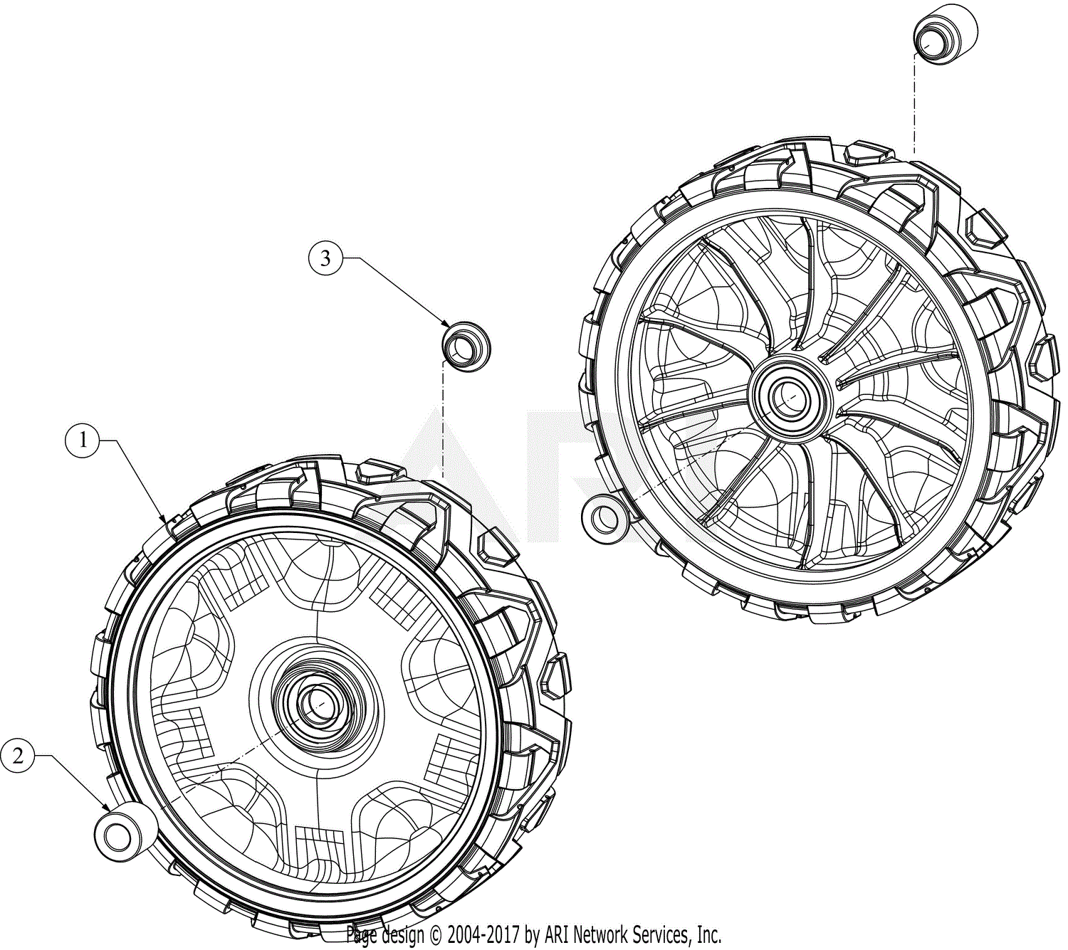 MTD 12AVD75R799 (2016) Parts Diagram for Front Wheels