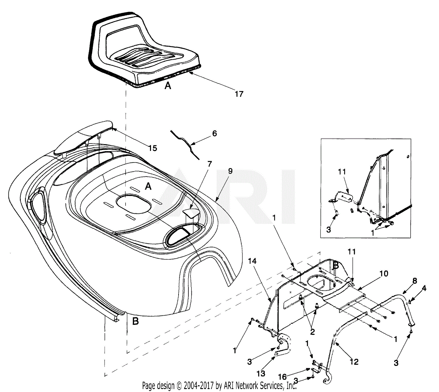 Mtd 13a 325 099 247270170 1999 Parts Diagram For Hood Assembly And Seat 1339