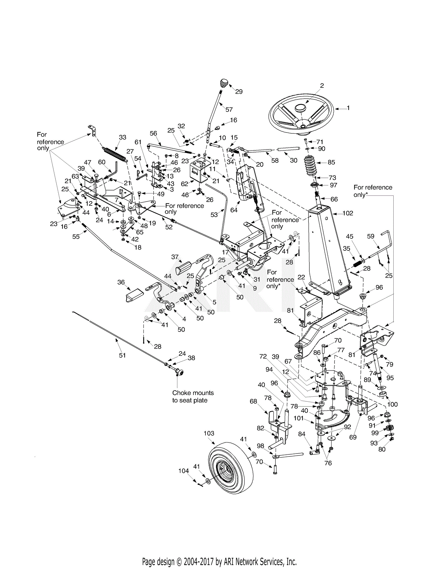 MTD 13B4065-099 (247.270251) (2002) Parts Diagram for Controls & Steering