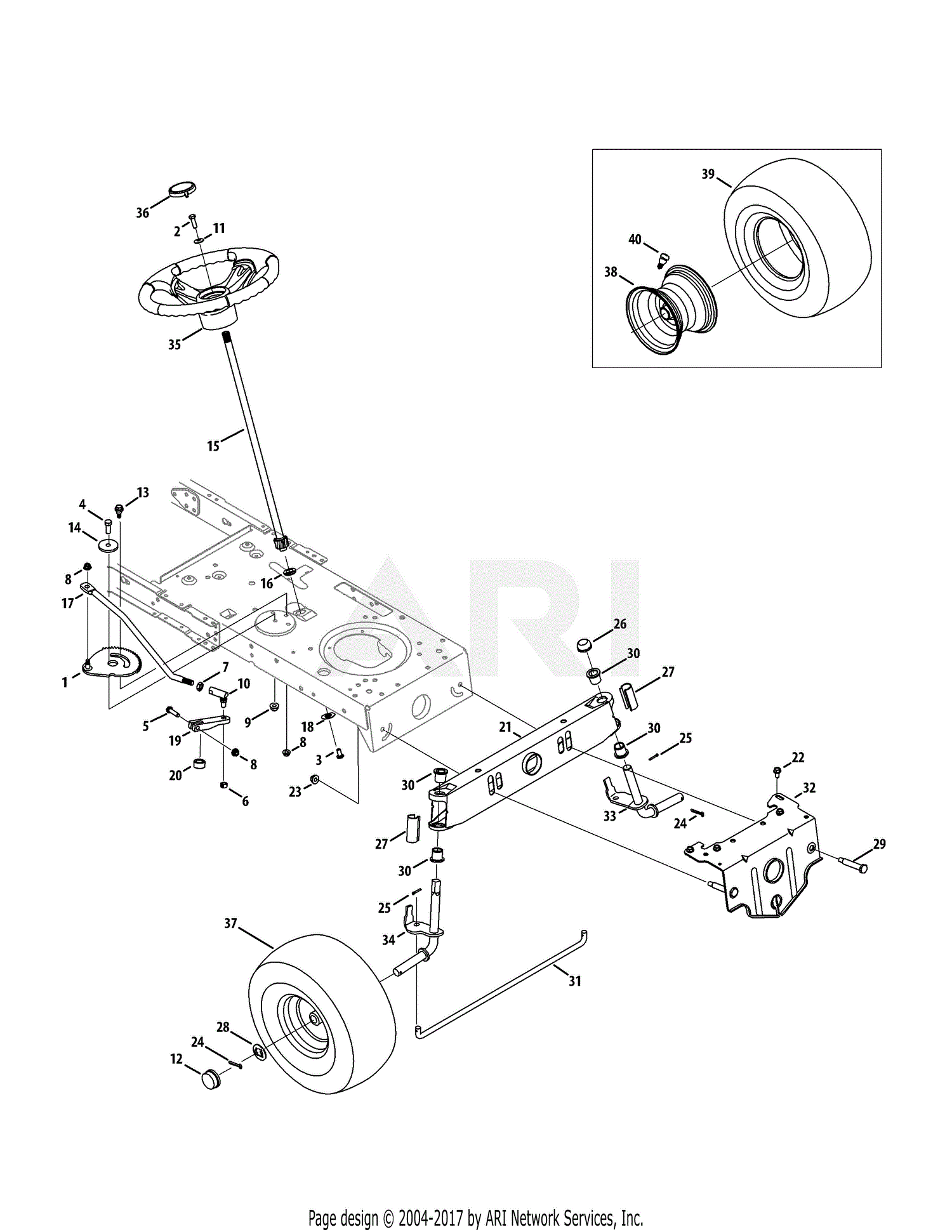 MTD 13AJ78SS099 (247.288841) (LT2000) (2011) Parts Diagram for Steering