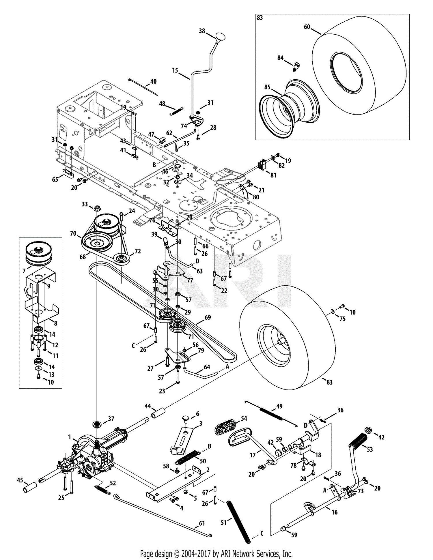 MTD 13AJ78SS099 (247.288842) (2012) Parts Diagram for Transmission ...