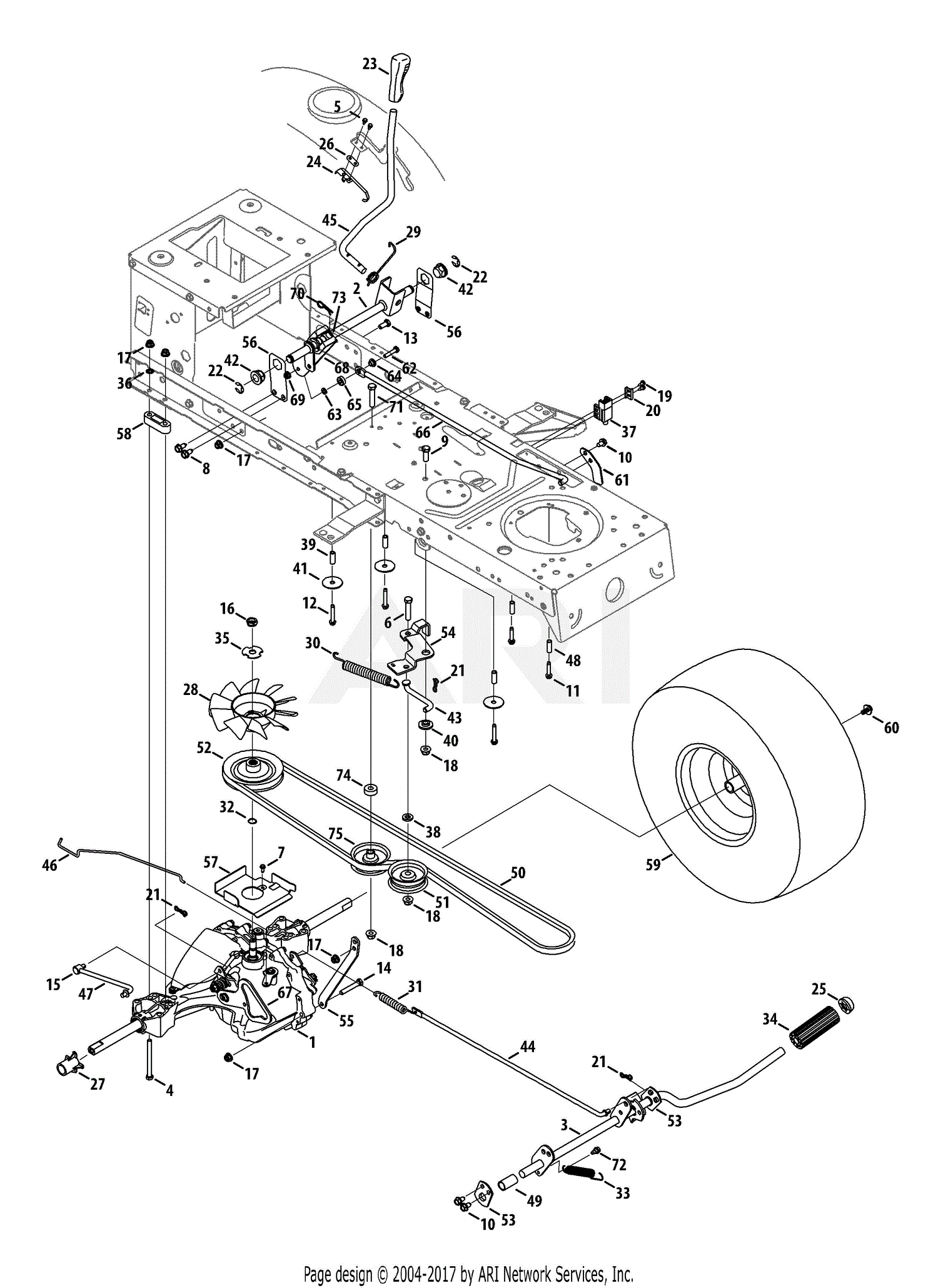 MTD 13AX79ST099 (247.289150) (LT2500) (2013) Parts Diagram for Drive ...