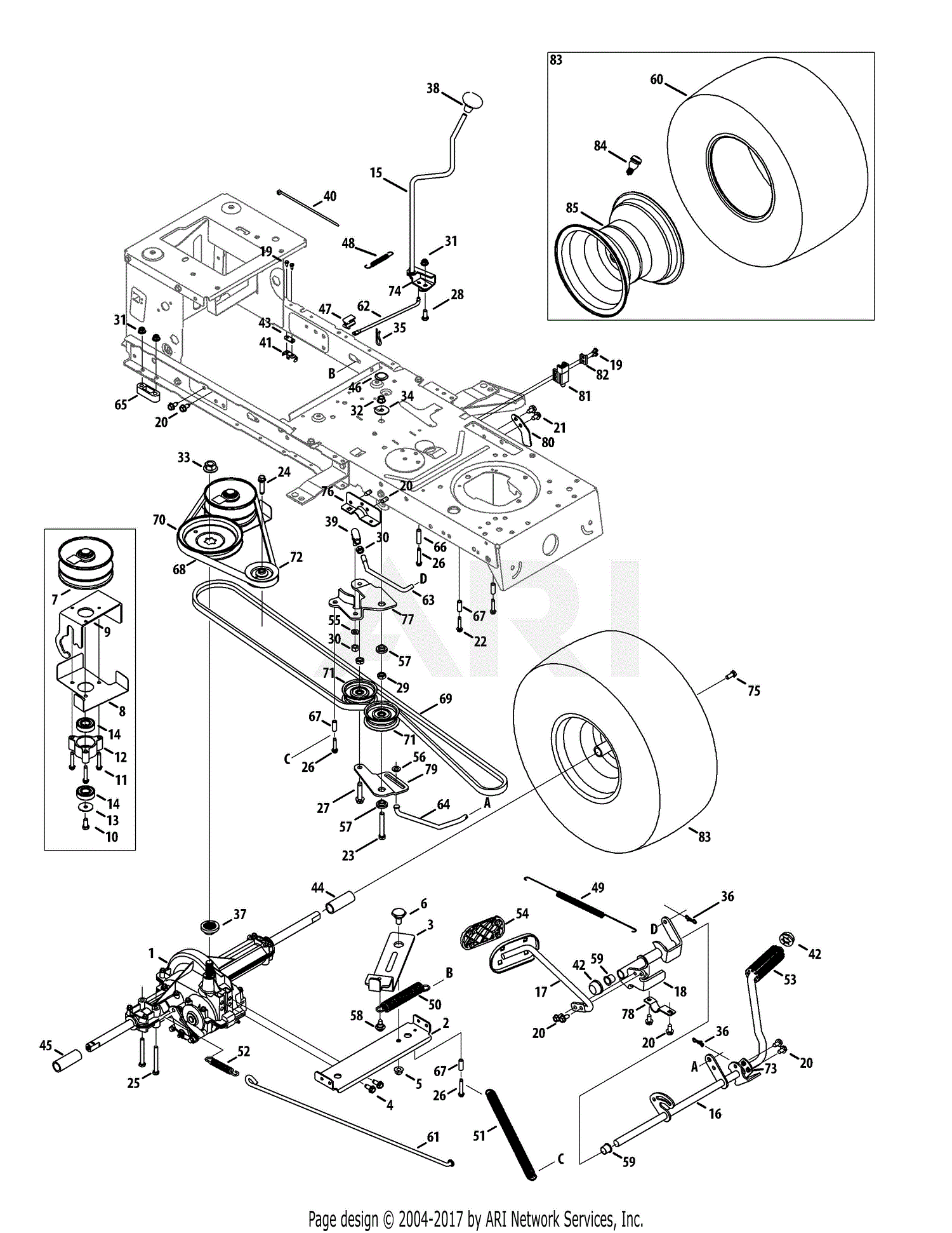 MTD 13AD78XS099 (247.203730) (T1400) (2014) Parts Diagram for Drive ...
