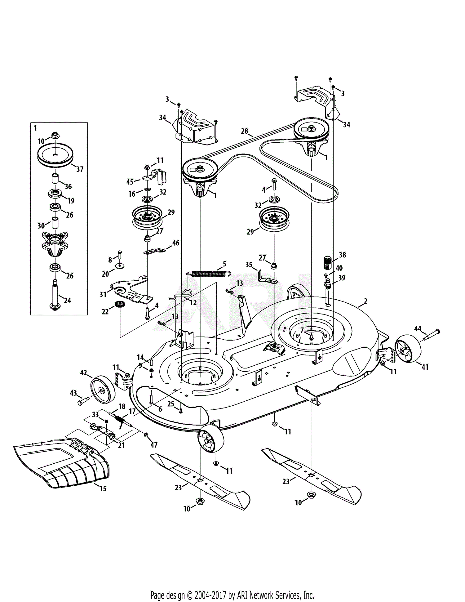 MTD 13AQA1ZT099 (247.204420) (T8200) (2015) Parts Diagram for Mower Deck