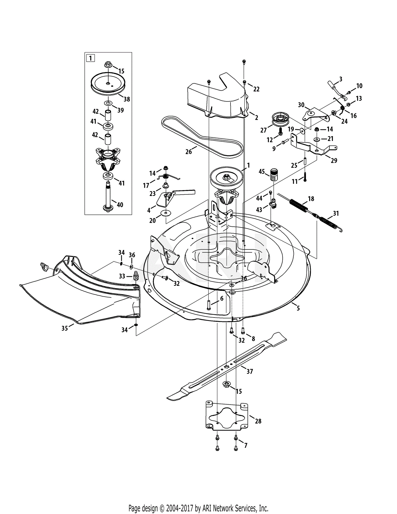 MTD 13B226JD099 (247.290000) (R1000) (2015) Parts Diagram for Mower Deck