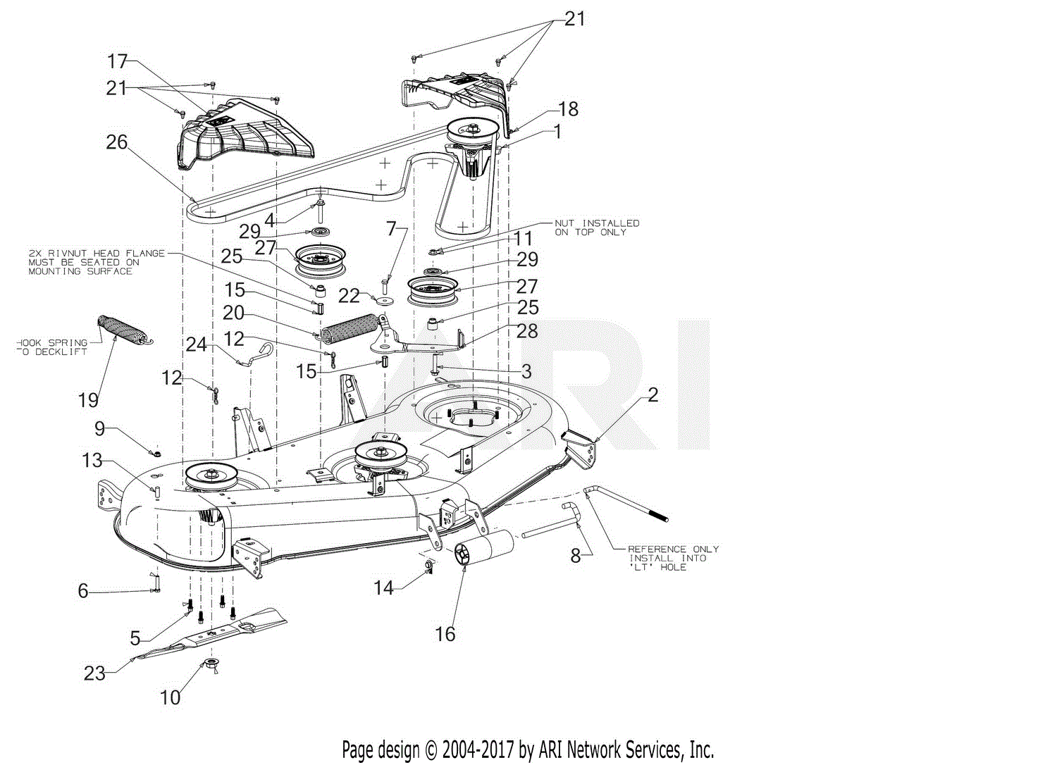 MTD 13AAA1ZW099 (247.273340) (T3200) (2018) Parts Diagram for Deck