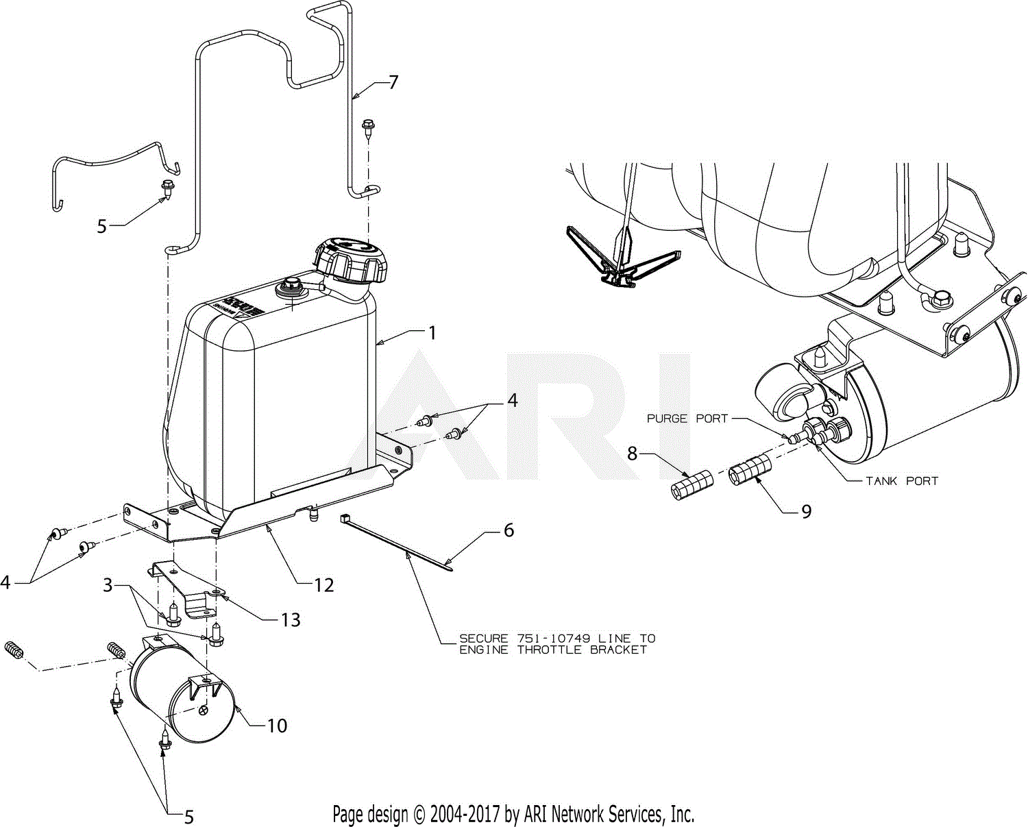 MTD CMXGRAM1130037 13AN77XS293 T110 2019 Parts Diagram for Fuel Tank