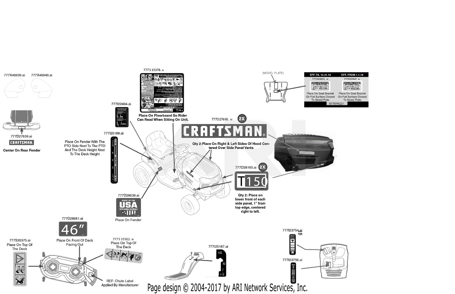 MTD CMXGRAM1130041 (13AL79XT093) (T150) (2019) Parts Diagram for Label Map