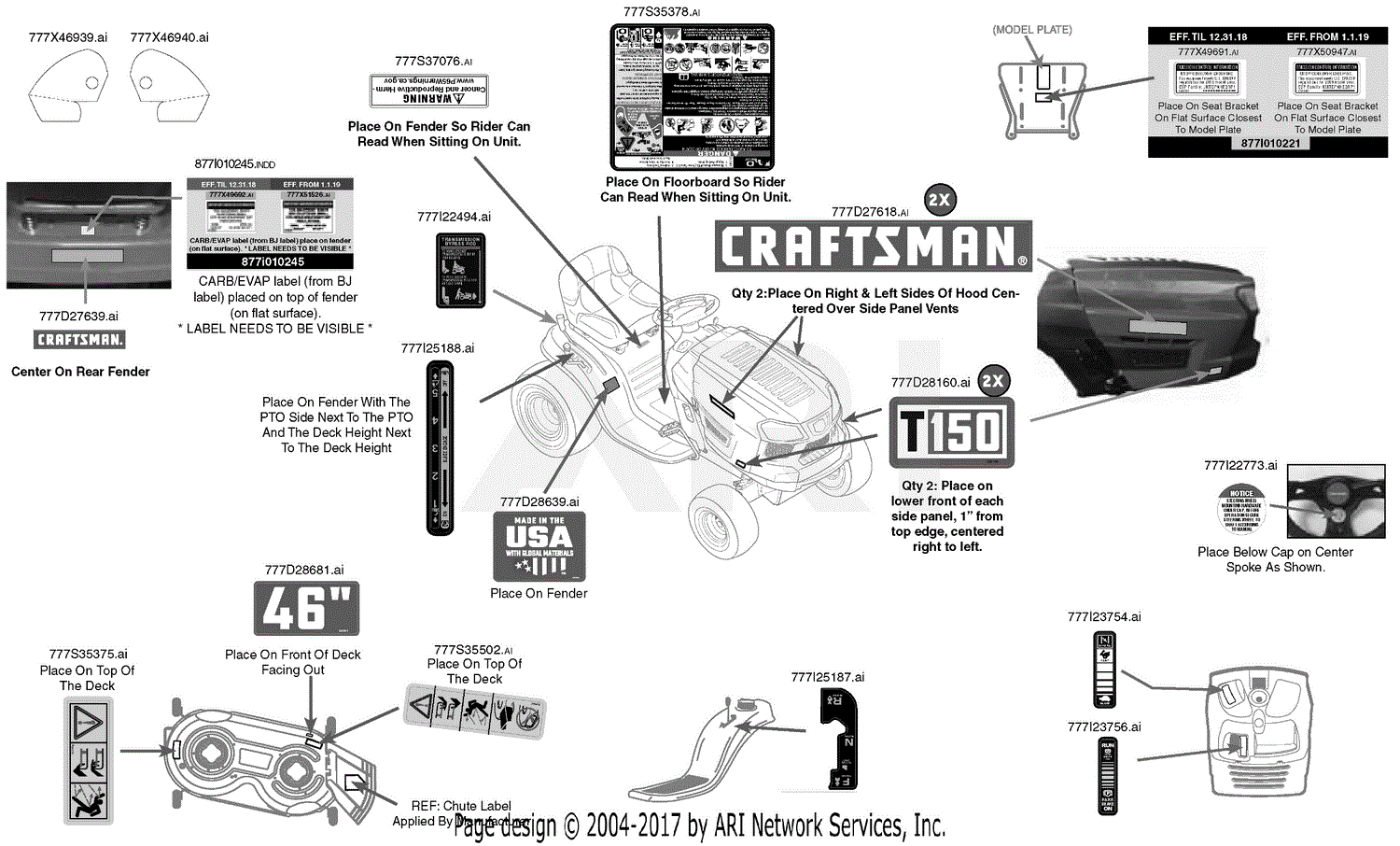 MTD CMXGRAM1130042 (13AL79XT293) (T150) (2019) Parts Diagram for Label Map