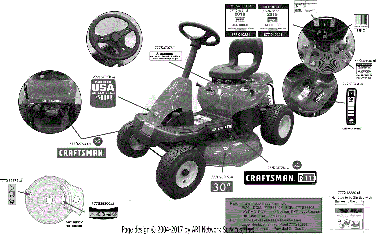 craftsman 46 riding mower parts diagram