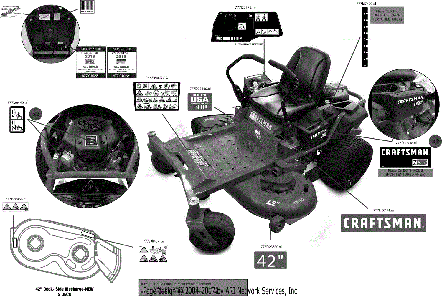 Craftsman z510 store parts