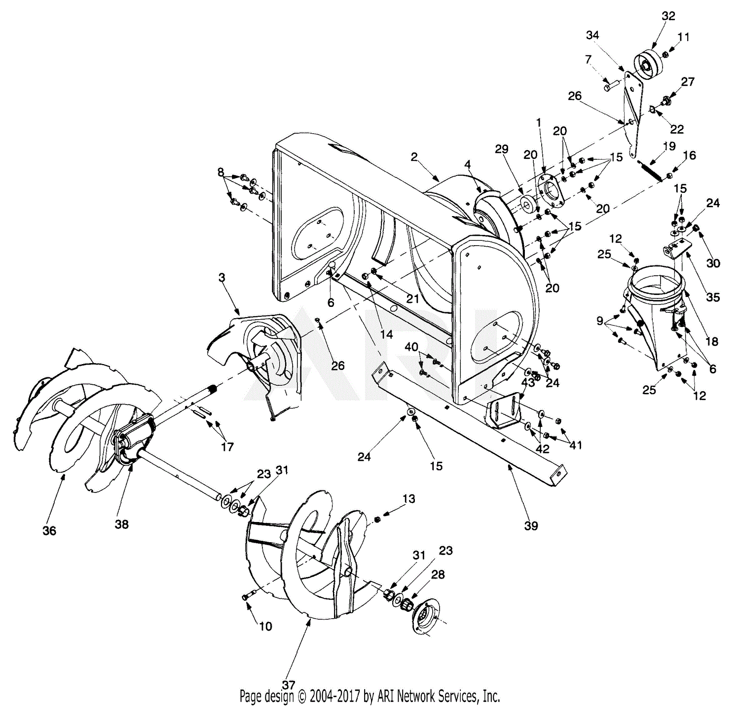 MTD 31AE558G099 (247.888530) (1999) Parts Diagram for Blower Housing