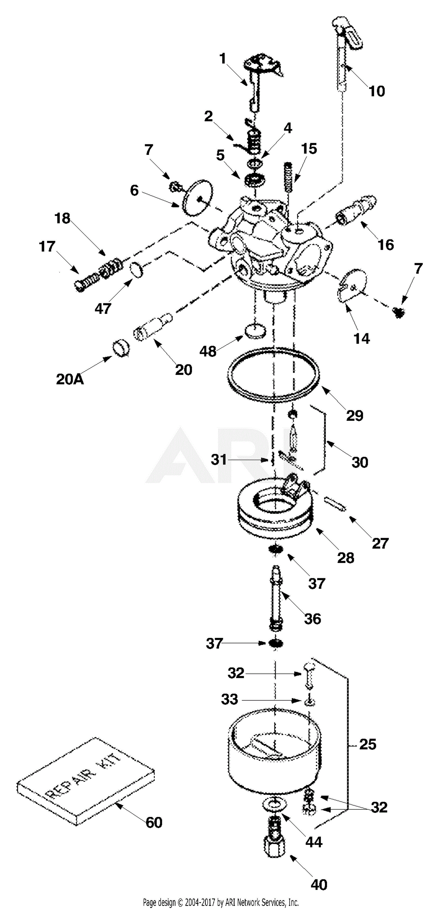 MTD 31AE5D8E099 (247.888160) (2003) Parts Diagram for Carburetor