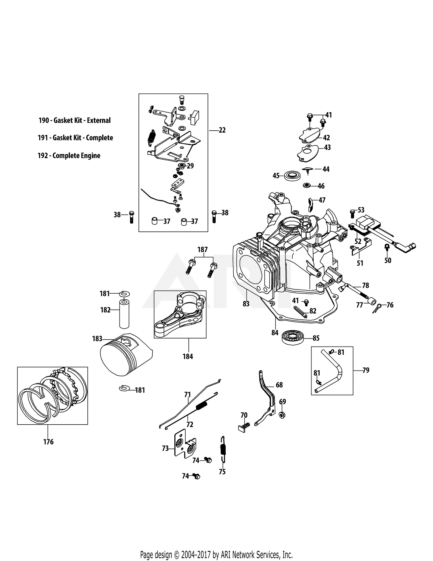 MTD 11A-B2M7031 (2013) Parts Diagram for 5P70M0C Crankcase