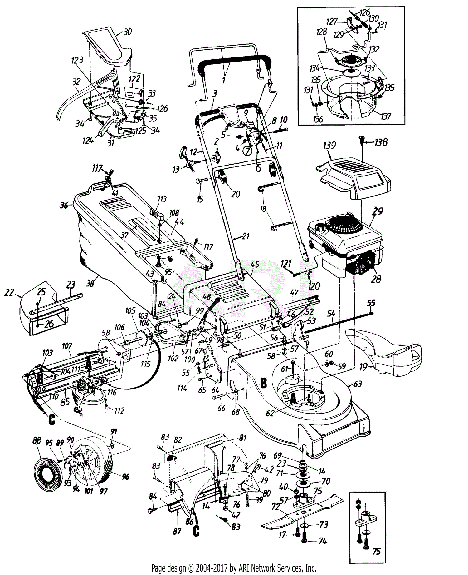 MTD 124-488F118 (1994) Parts Diagram for Engine, Grass Catcher ...