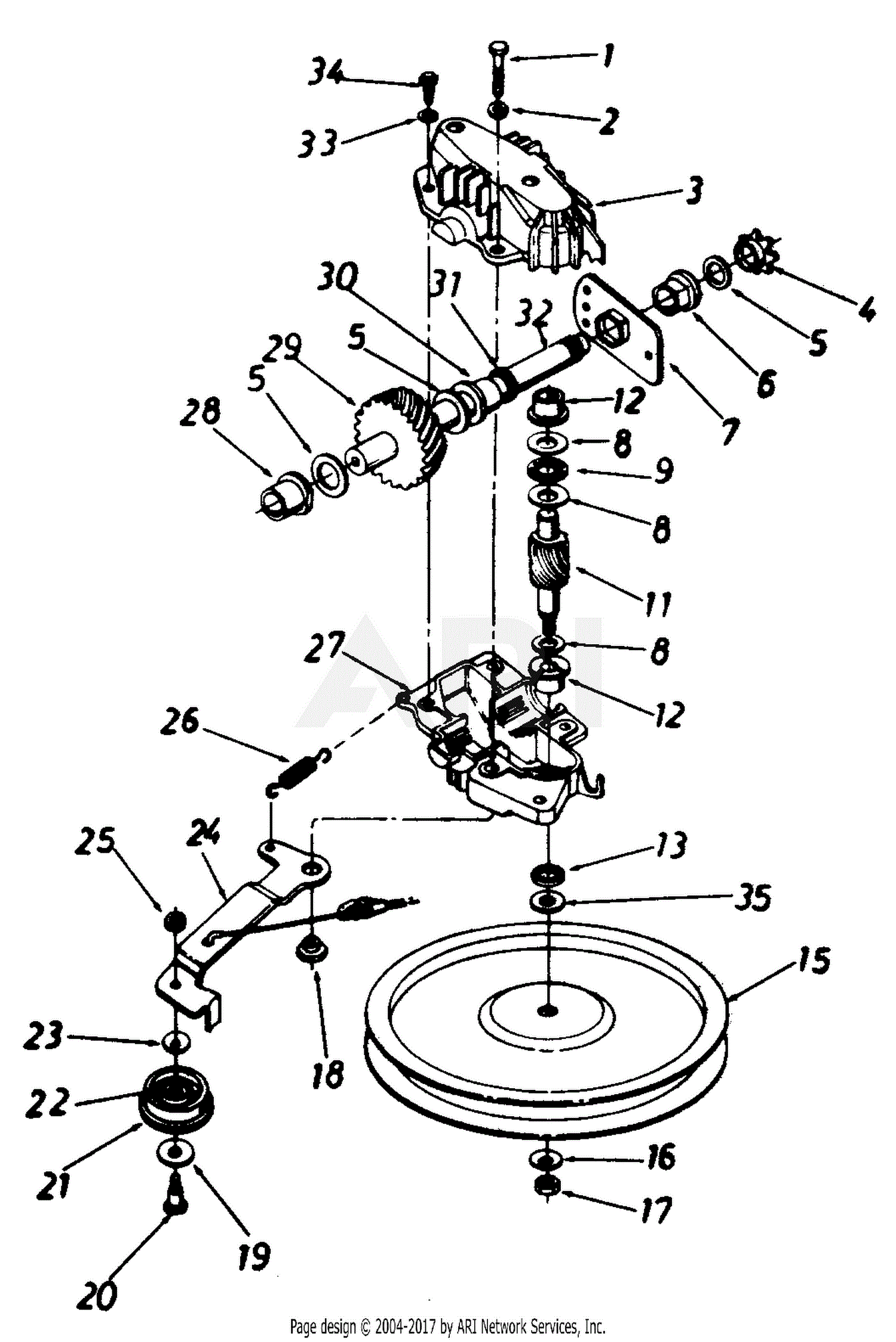 MTD 125-488C105 (1995) Parts Diagram for Transmission Assembly