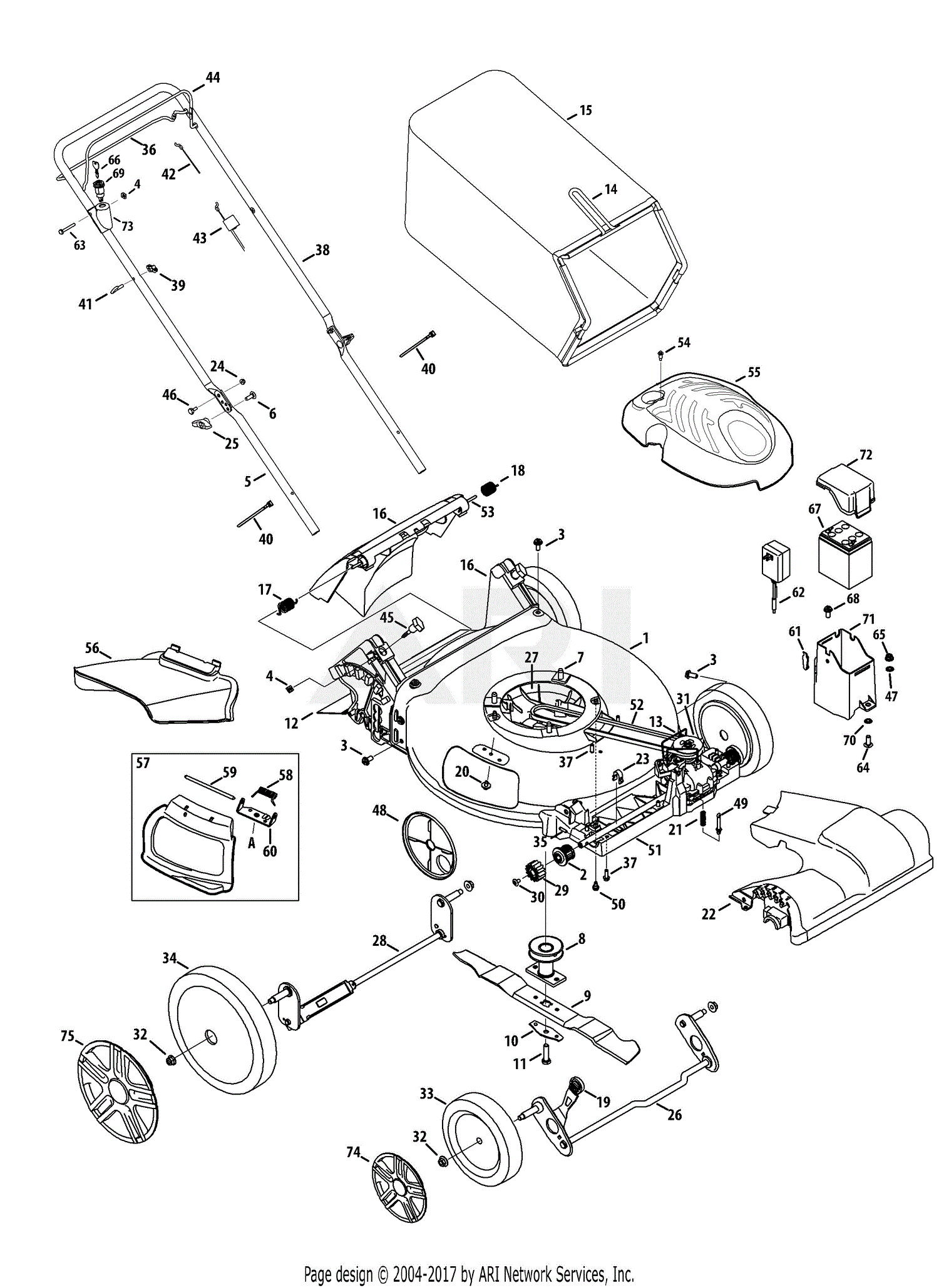 MTD 12A-B29Q731 (2013) Parts Diagram for General Assembly