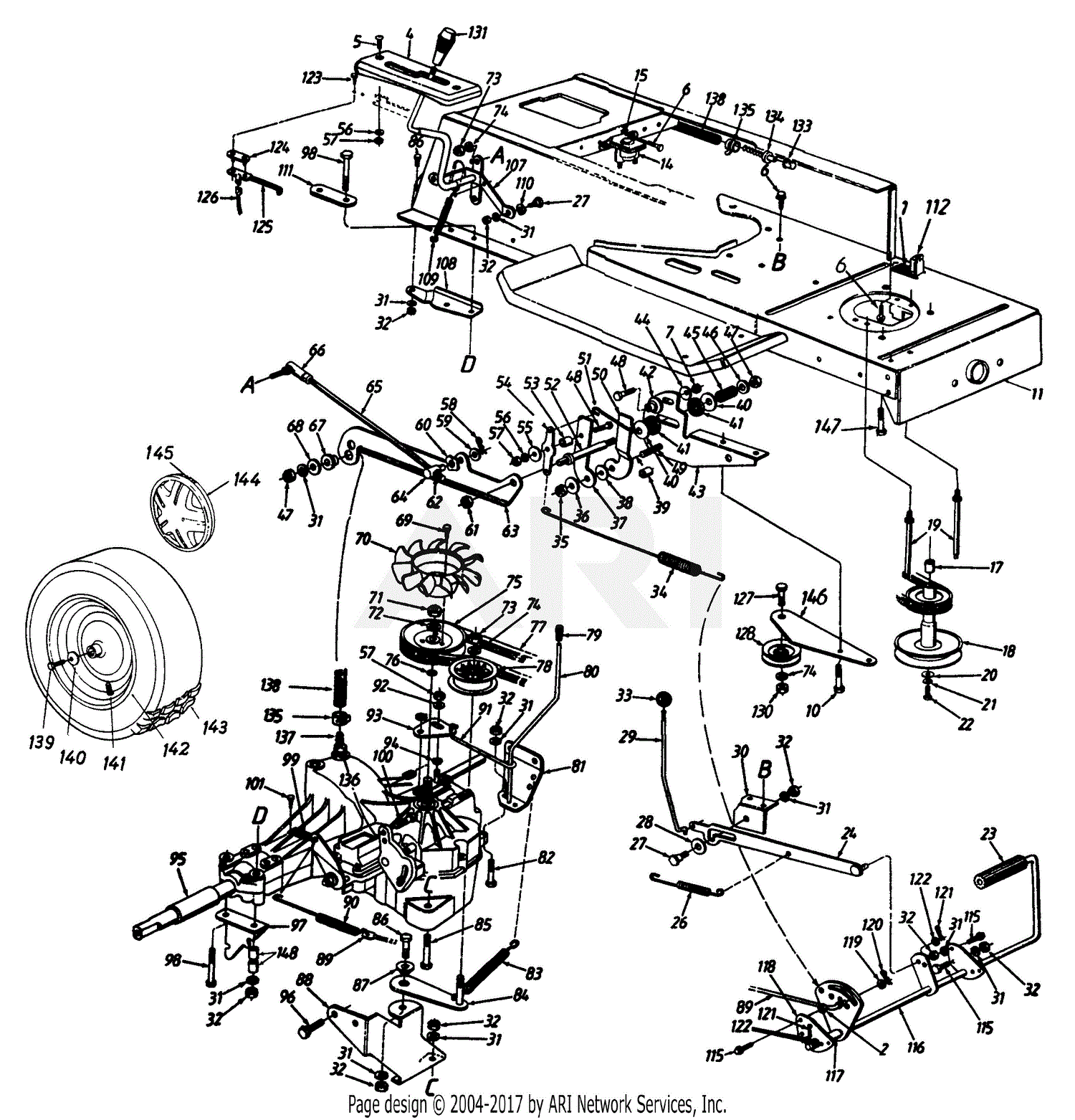 MTD 136Q695H352 (1996) Parts Diagram for Drive/Frame, Lower/Pedal ...