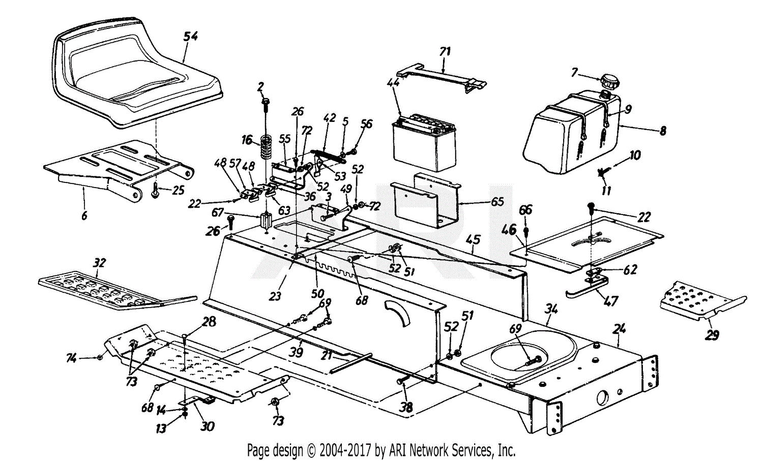 Mtd 13a1674g401  1997  Parts Diagram For Seat  Frame