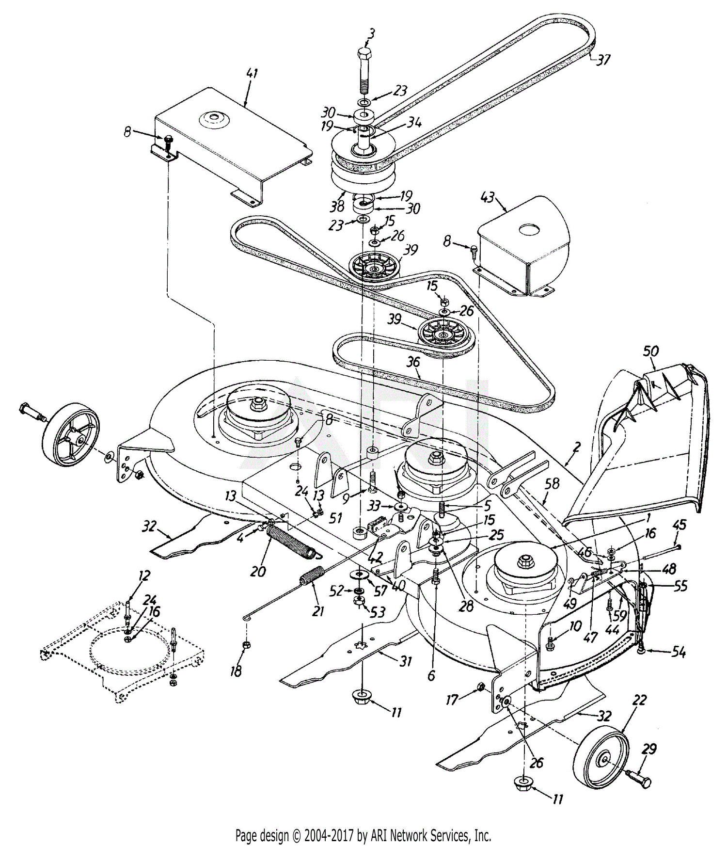 MTD 13AS699H062 (1997) Parts Diagram for Deck Assembly 46 ... john deere 1050 tractor wiring diagram 