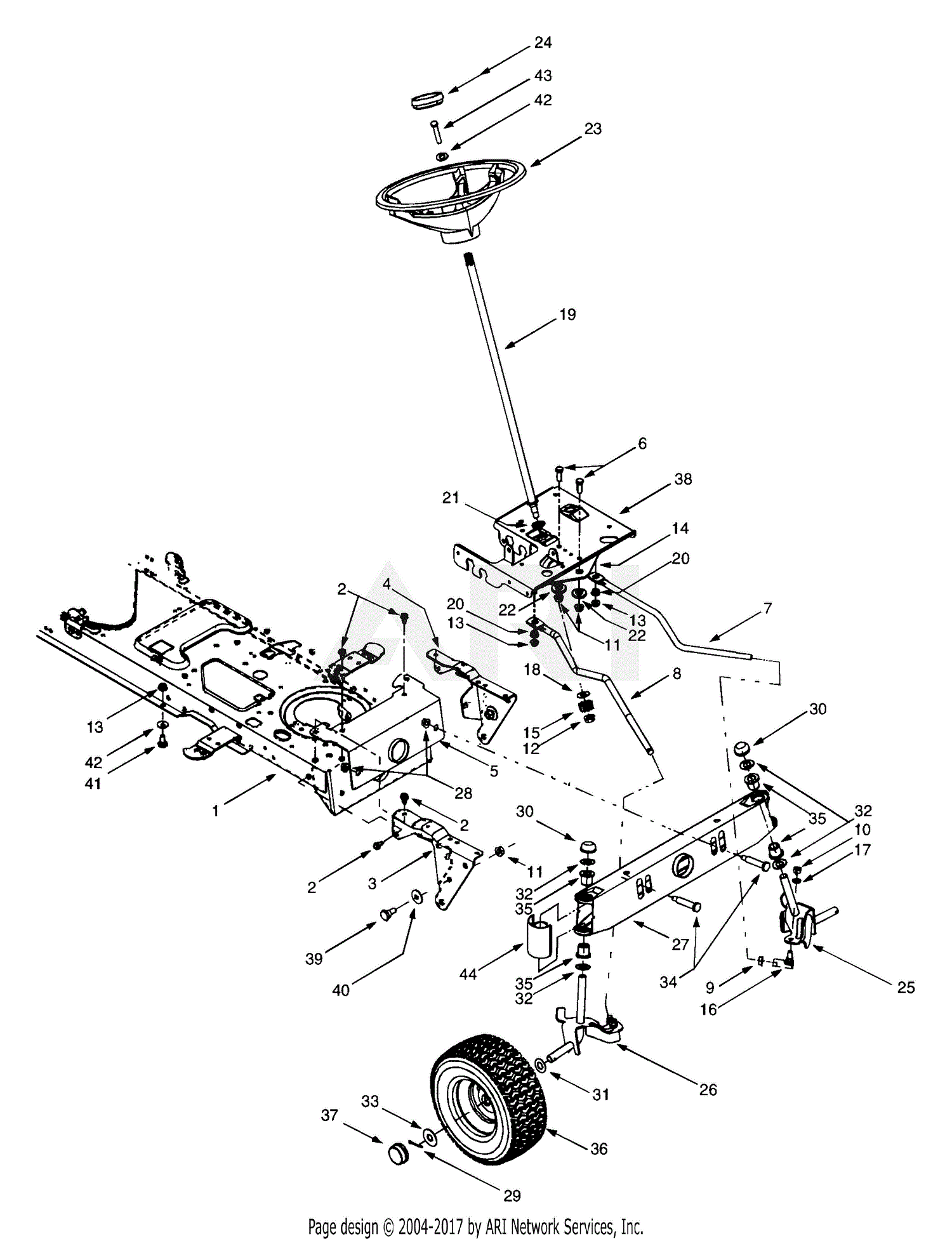 Mtd 13au609h131  1999  Parts Diagram For Steering Assembly