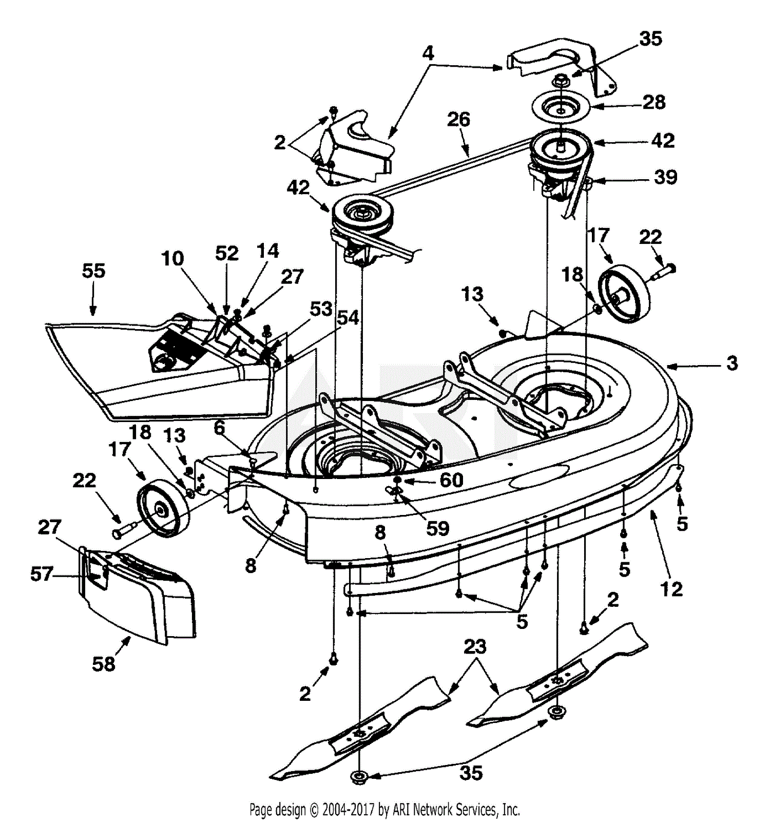 MTD 13AH660F120 (2001) Parts Diagram for Deck Assembly 