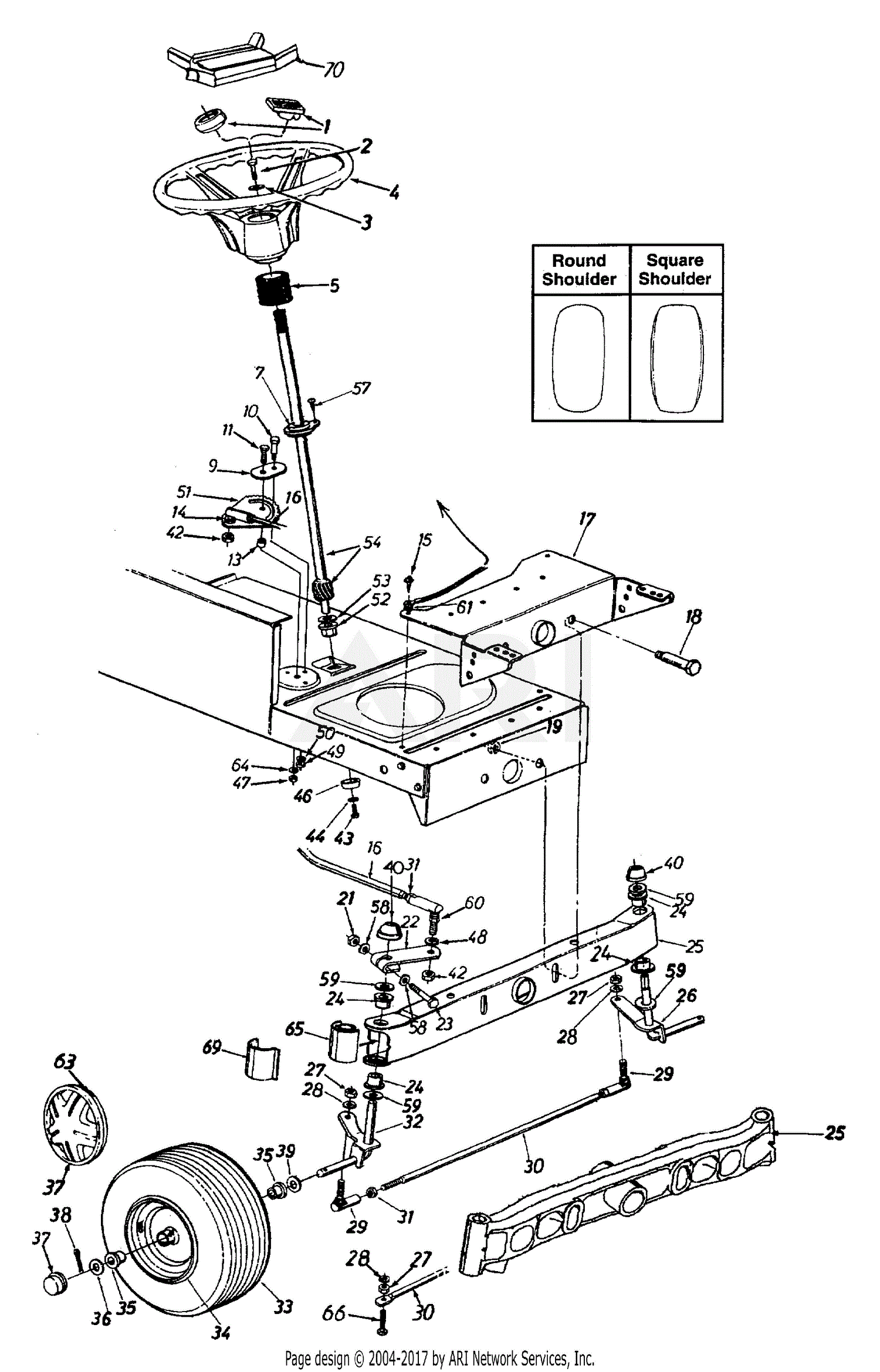 MTD 13AN698G205 (2001) Parts Diagram for Axle & Wheels ... farmall cub front axle diagram 