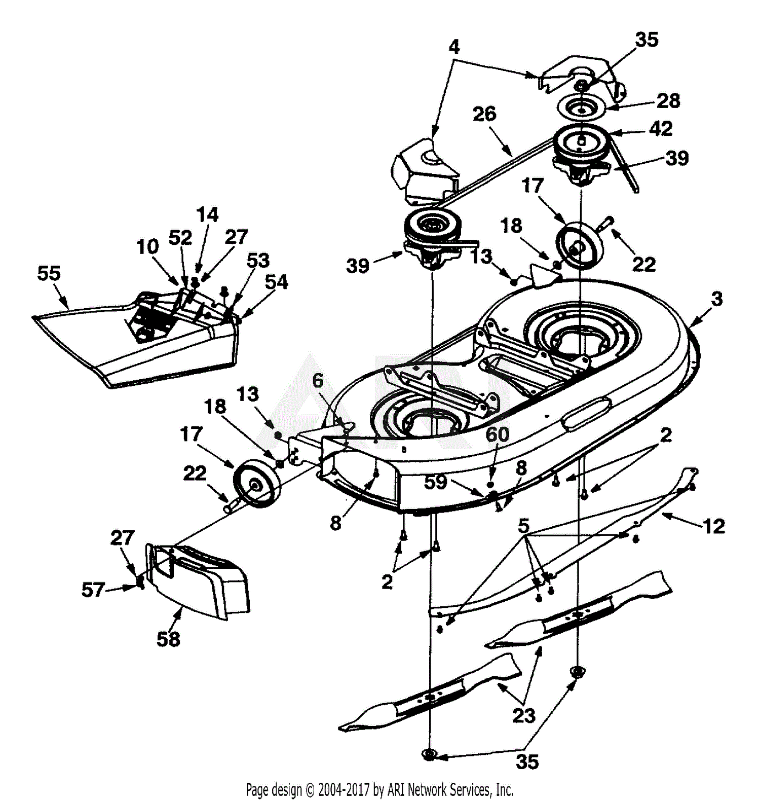 MTD 13AN690G352 (2001) Parts Diagram for Deck Assembly 