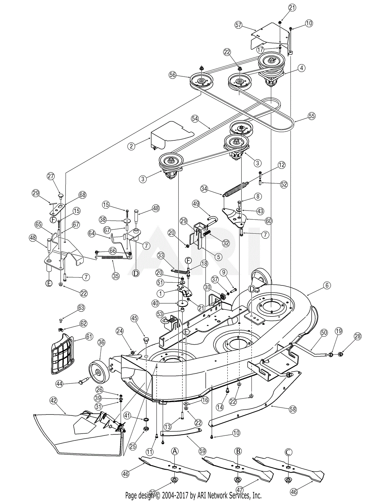 MTD 13AX605H730 (2006) Parts Diagram for Deck Assembly