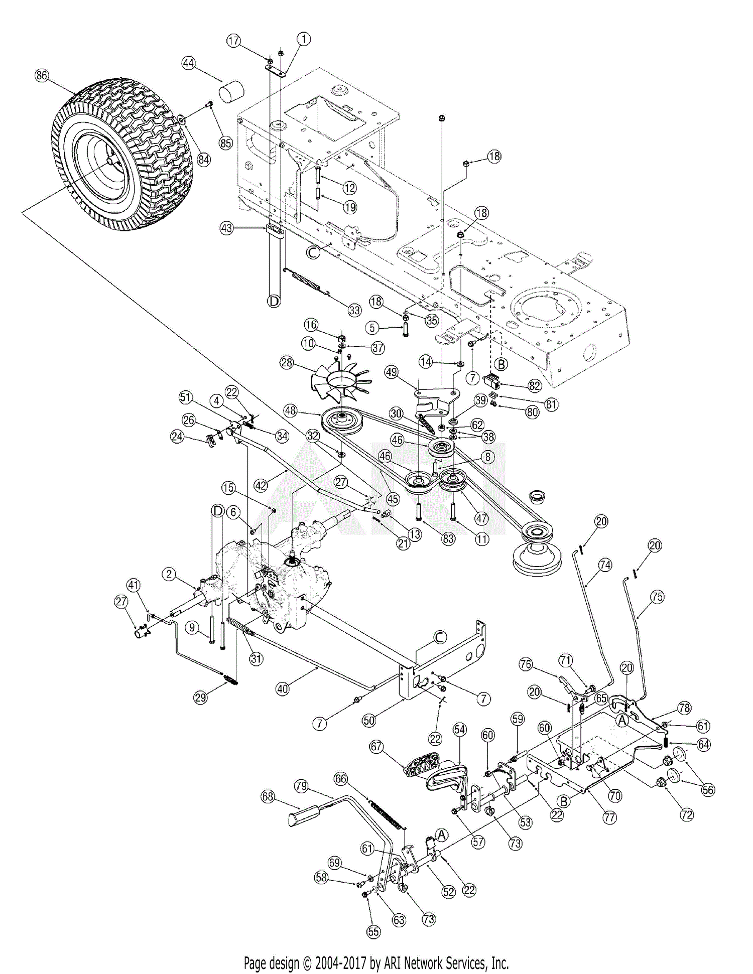 MTD 13AX615H730 (2007) Parts Diagram for Drive Assembly