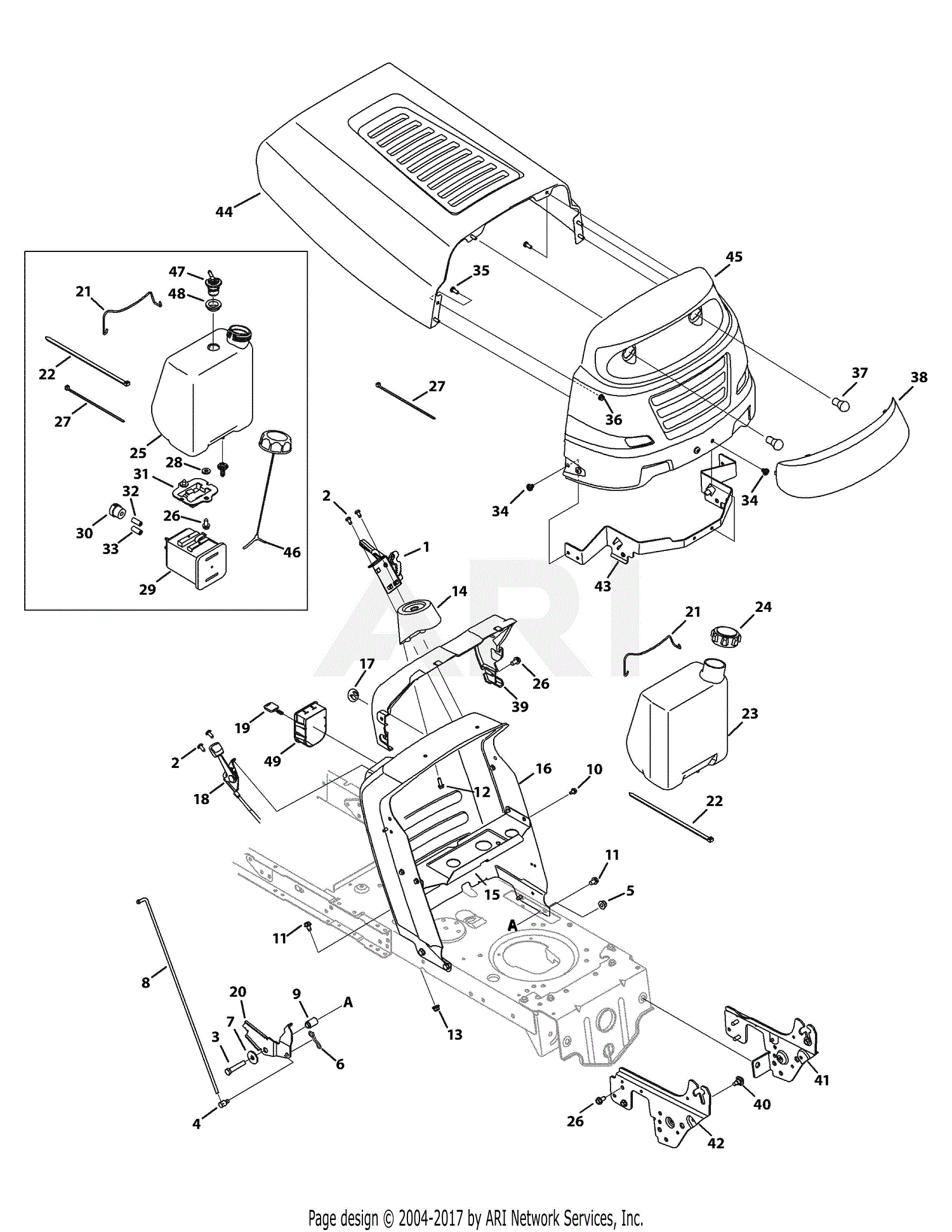 MTD 13AJ771S031 (2010) Parts Diagram for Hood Style 1