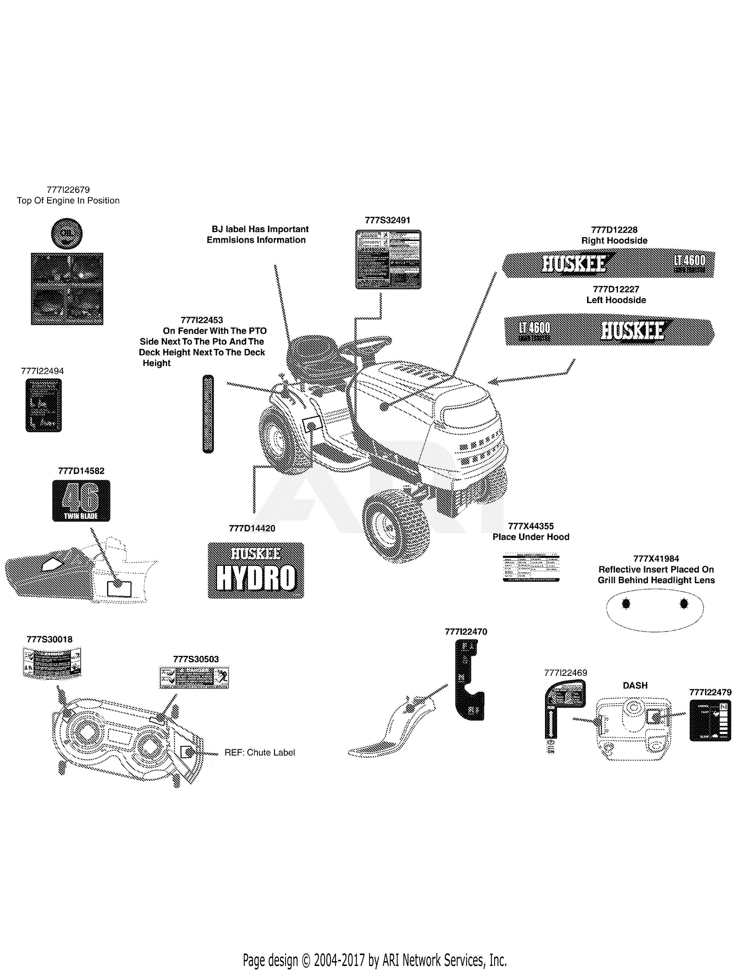 MTD 13WX791T031 (2010) Parts Diagram for Label Map Huskee