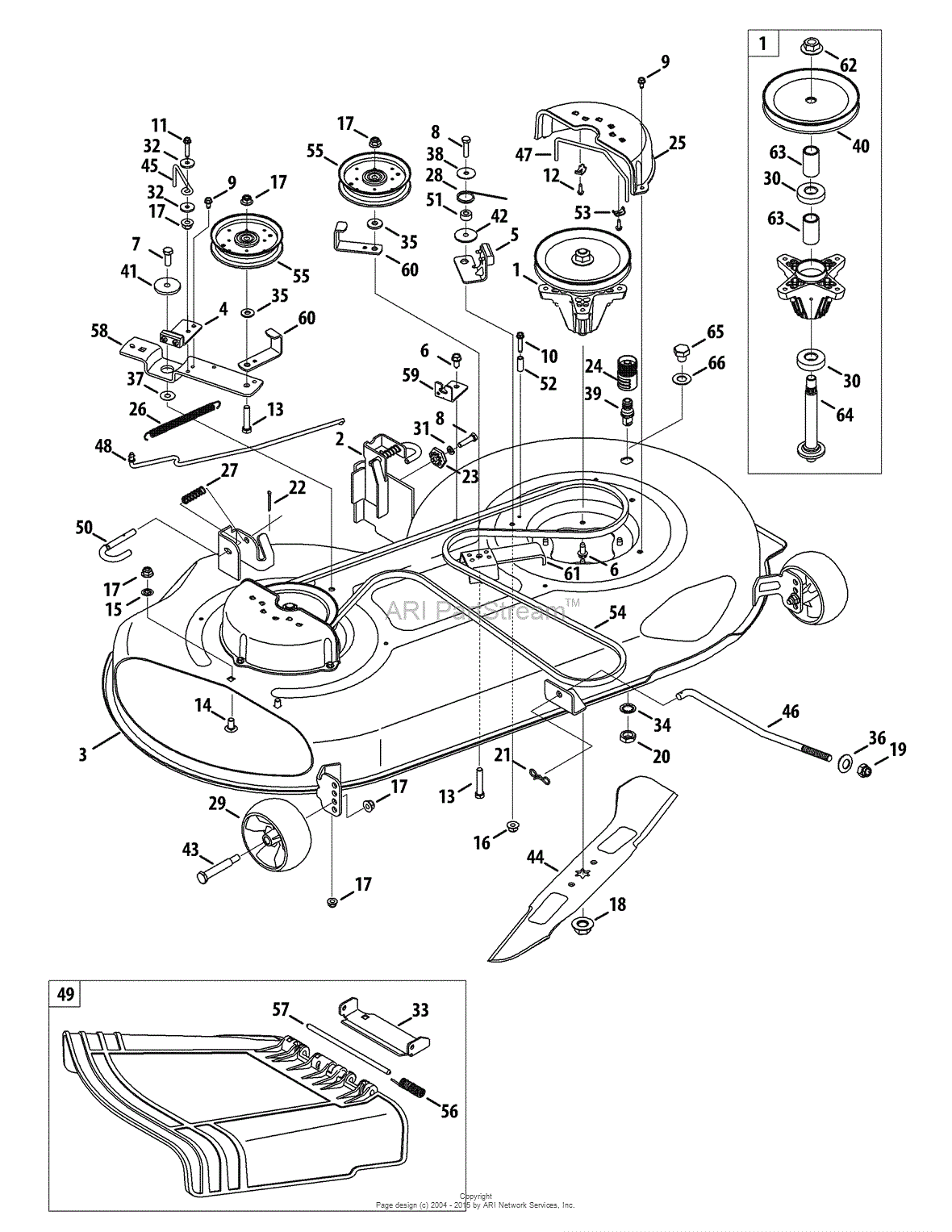Mtd 13ax791t031  2010  Parts Diagram For Mower Deck 46