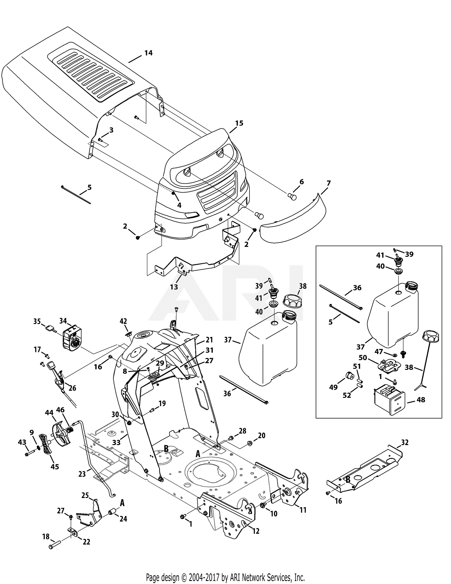 Mtd 13w2771s031 Lt4200 2012 Parts Diagram For Hood Style 1